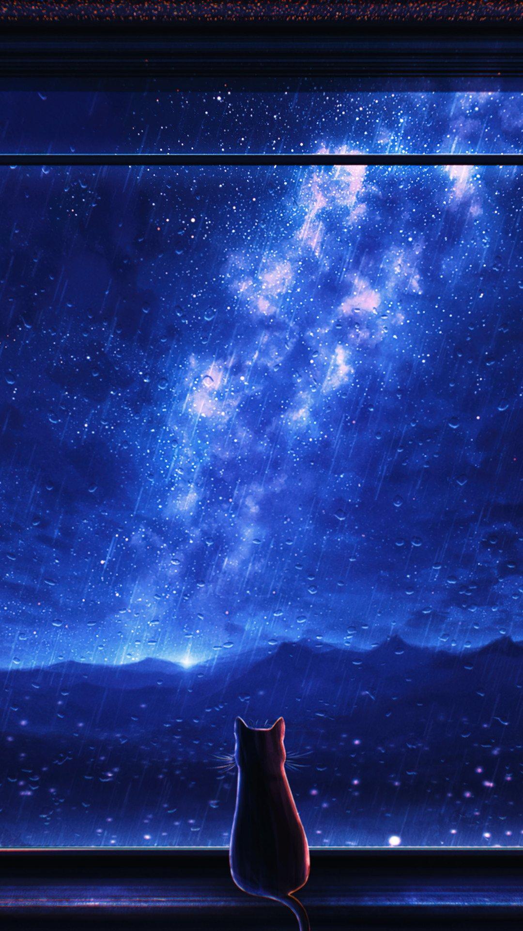 1080x1920 Night Sky Anime Desktop Wallpaper