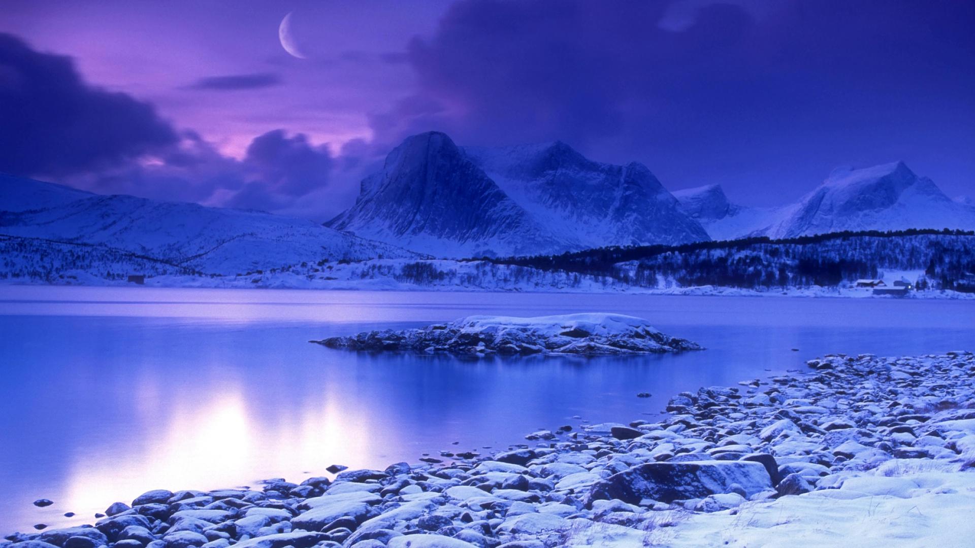 1920x1080 Winter Norwegian Landscape at Sunset HD Wallpaper
