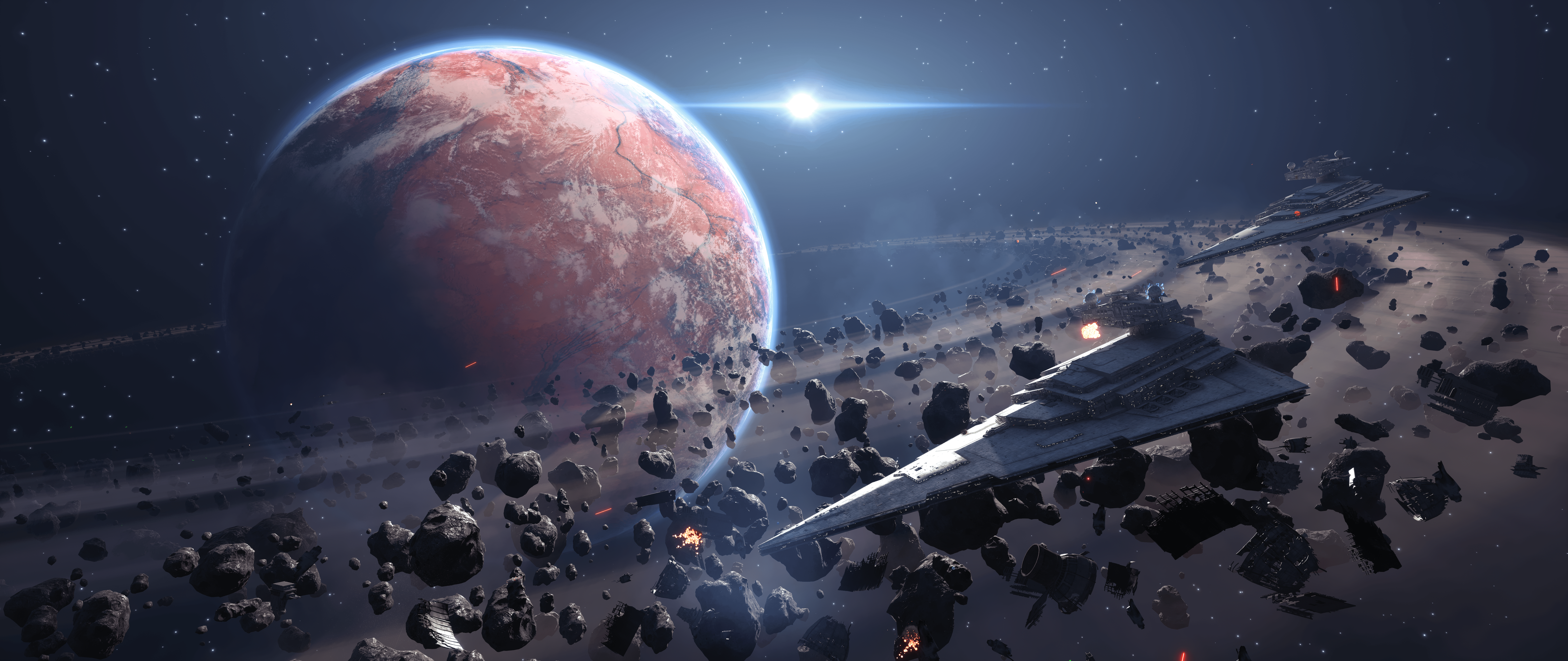 7680x3240 Star Wars Planets Wallpaper