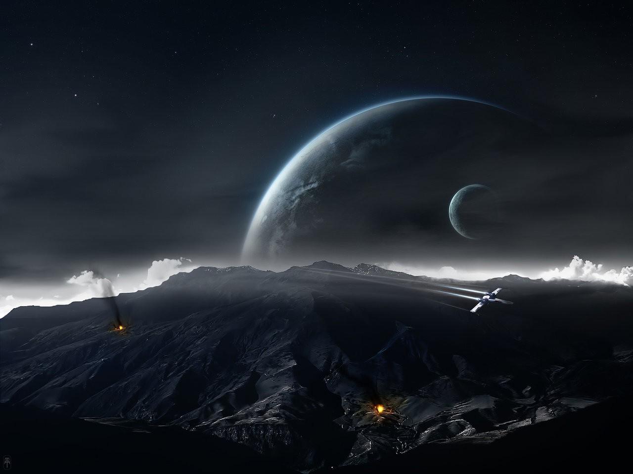 1280x960 Free download Star Wars Planet Moon Battle Space Art Wallpaper HD Desktop [1280x960] for your Desktop, Mobile & Tablet. Explore Star Wars Space Fight Background. Star Wars Space Fight