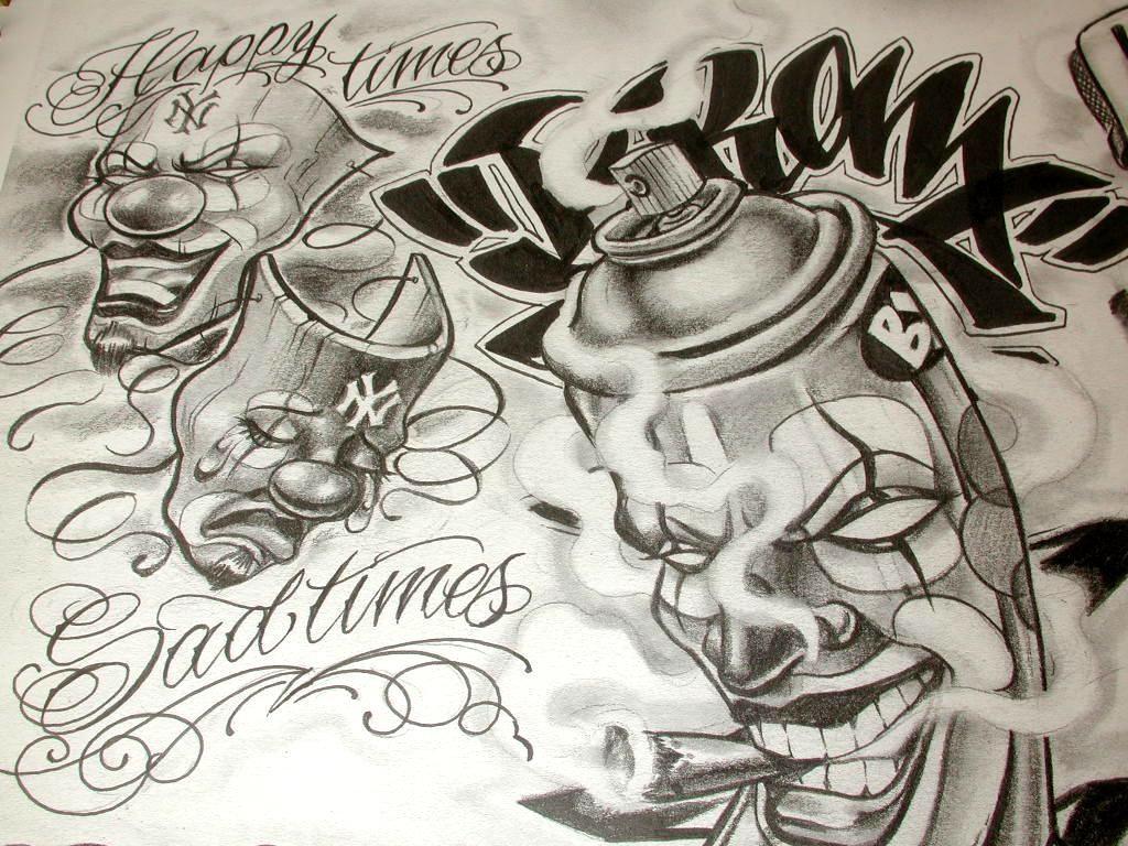 1024x768 Hình nền Gangster Phim hoạt hình Nghệ thuật Boog Phim hoạt hình Gangster Chicano Tattoo