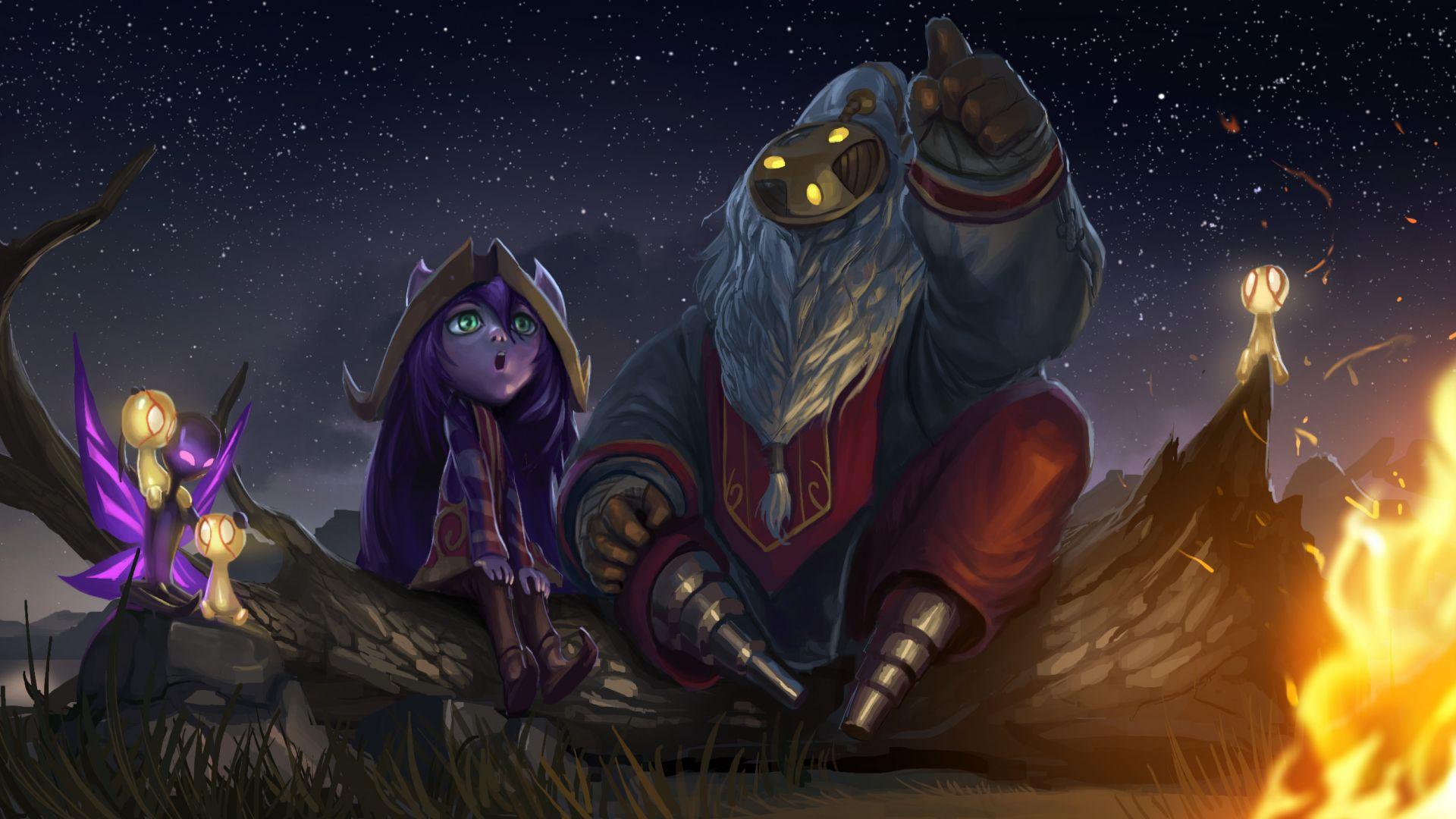 1920x1080 Desktop Wallpaper Bard, Lulu, League Of Legends, Night Out, HD Image, Picture, Background, 57376d