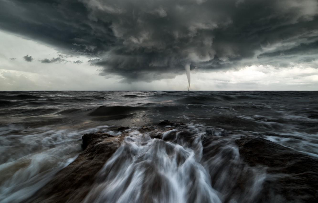 1332x850 Wallpaper sea, the sky, tornado image for desktop, section природа