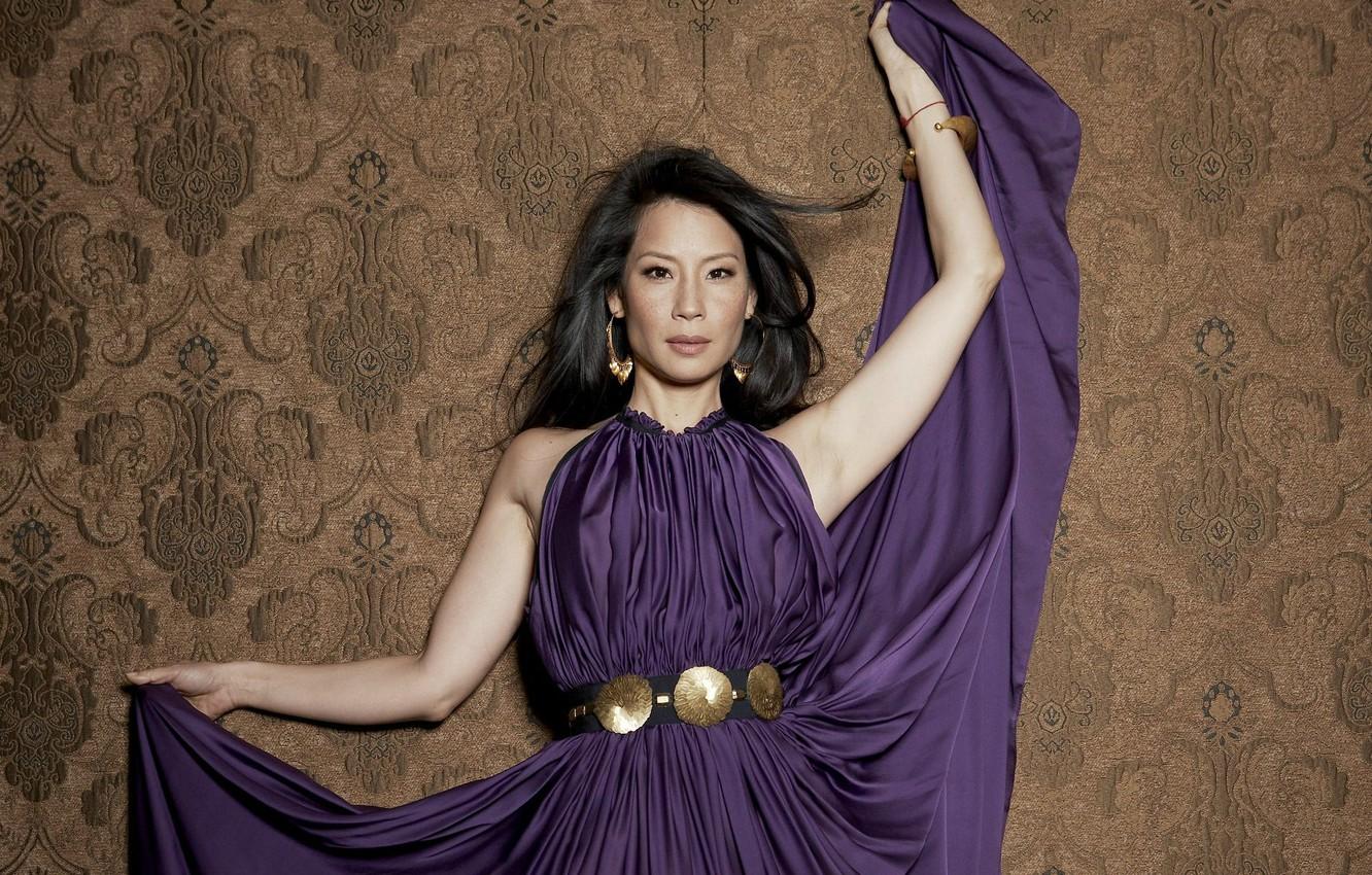 1332x850 Wallpaper actress, Asian, Lucy Liu, purple dress image for desktop, section девушки