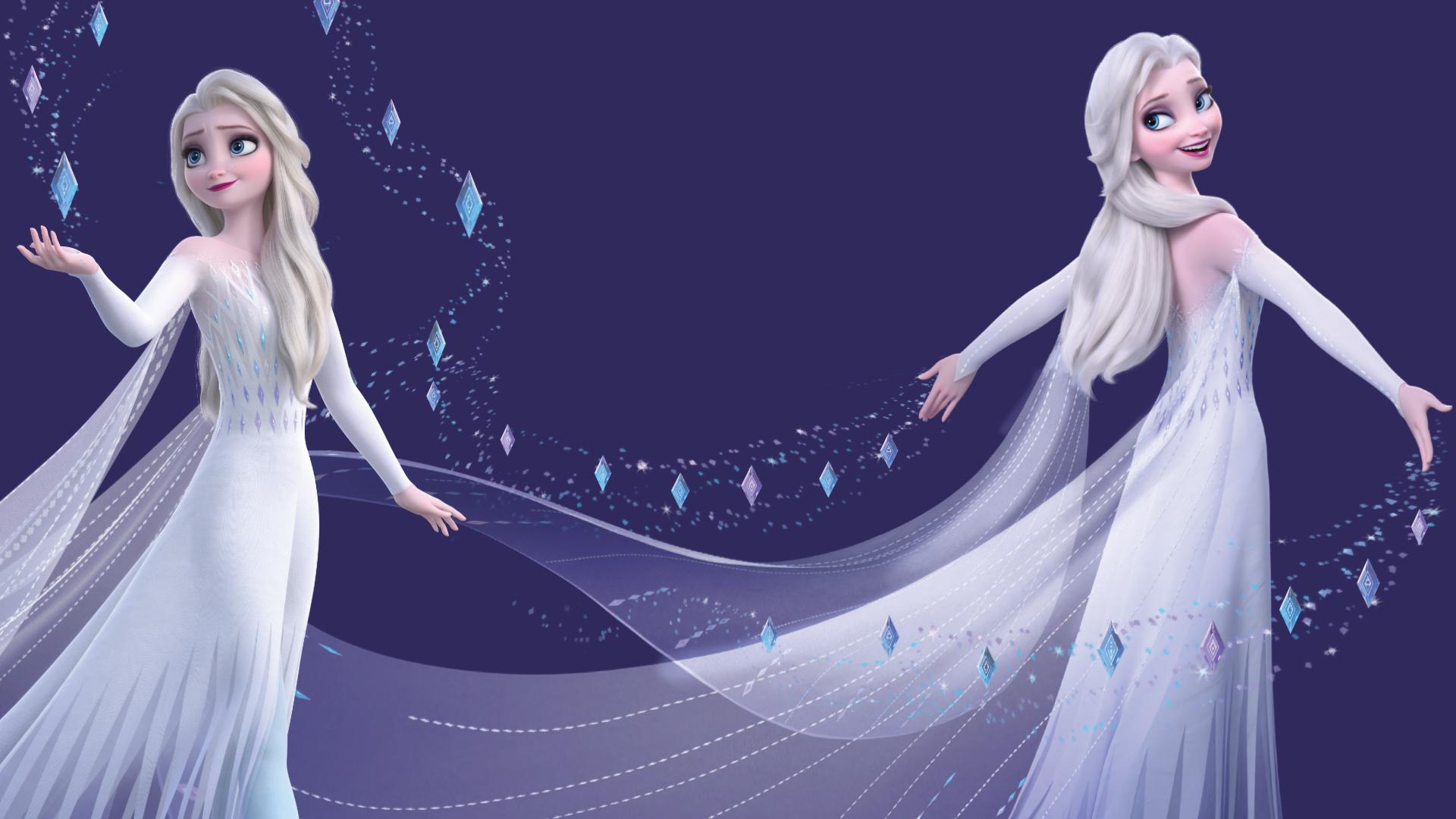 1920x1080 new Frozen 2 HD wallpaper with Elsa in white dress and her hair down and mobile