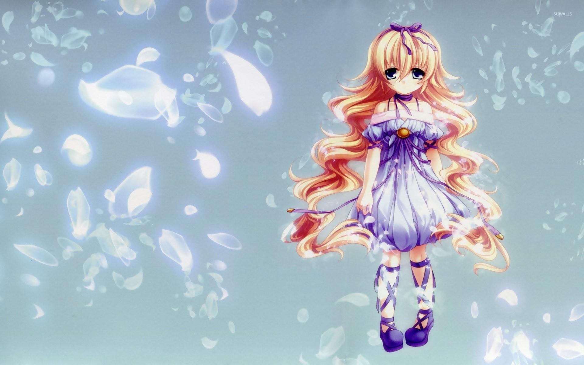 1920x1200 Sad blonde girl in purple dress wallpaper wallpaper