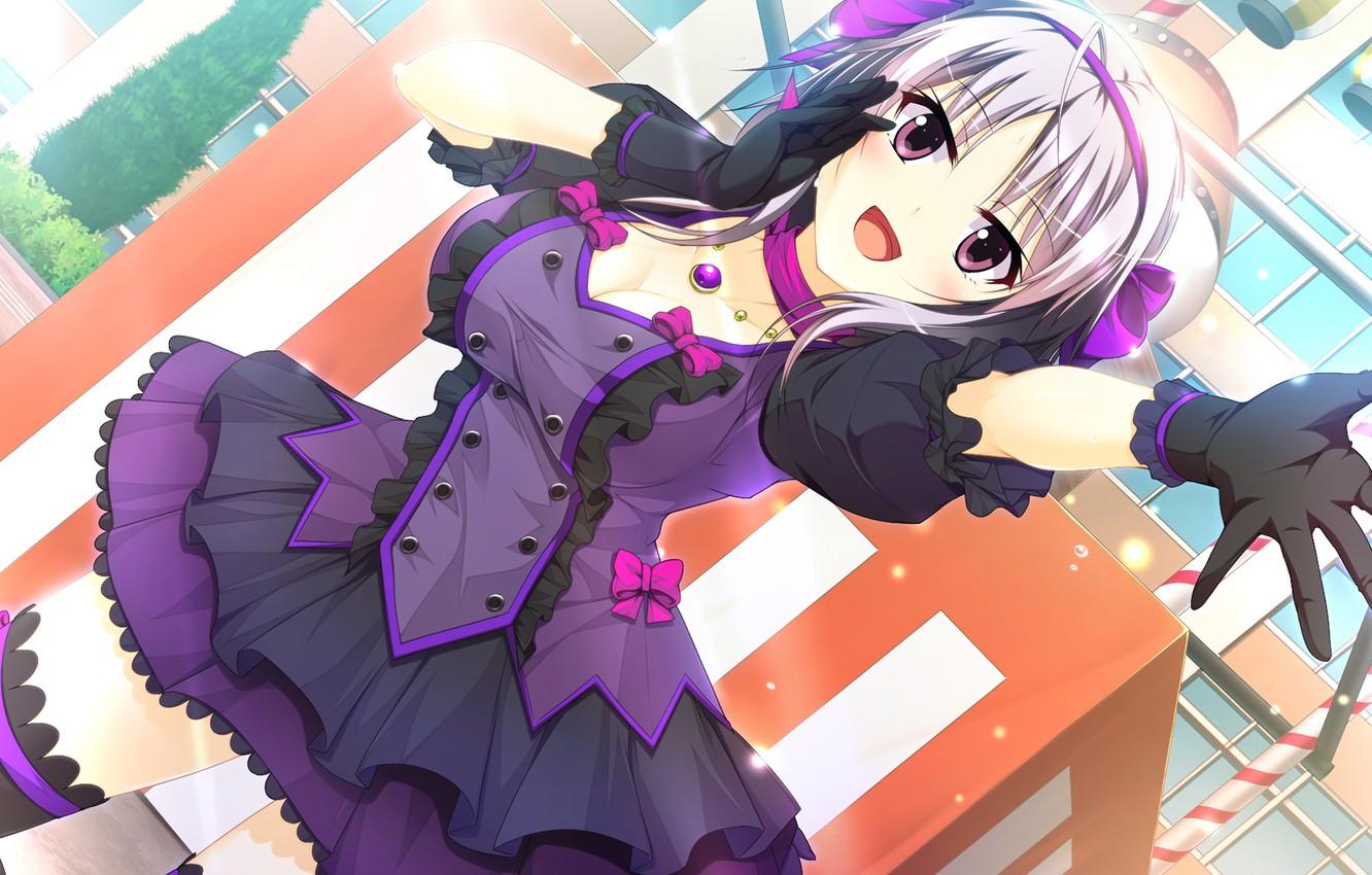 1332x850 Wallpaper joy, gloves, purple dress, Ecchi de Hentai!, by Masato Satofuji, hibiki kagami image for desktop, section сёдзё