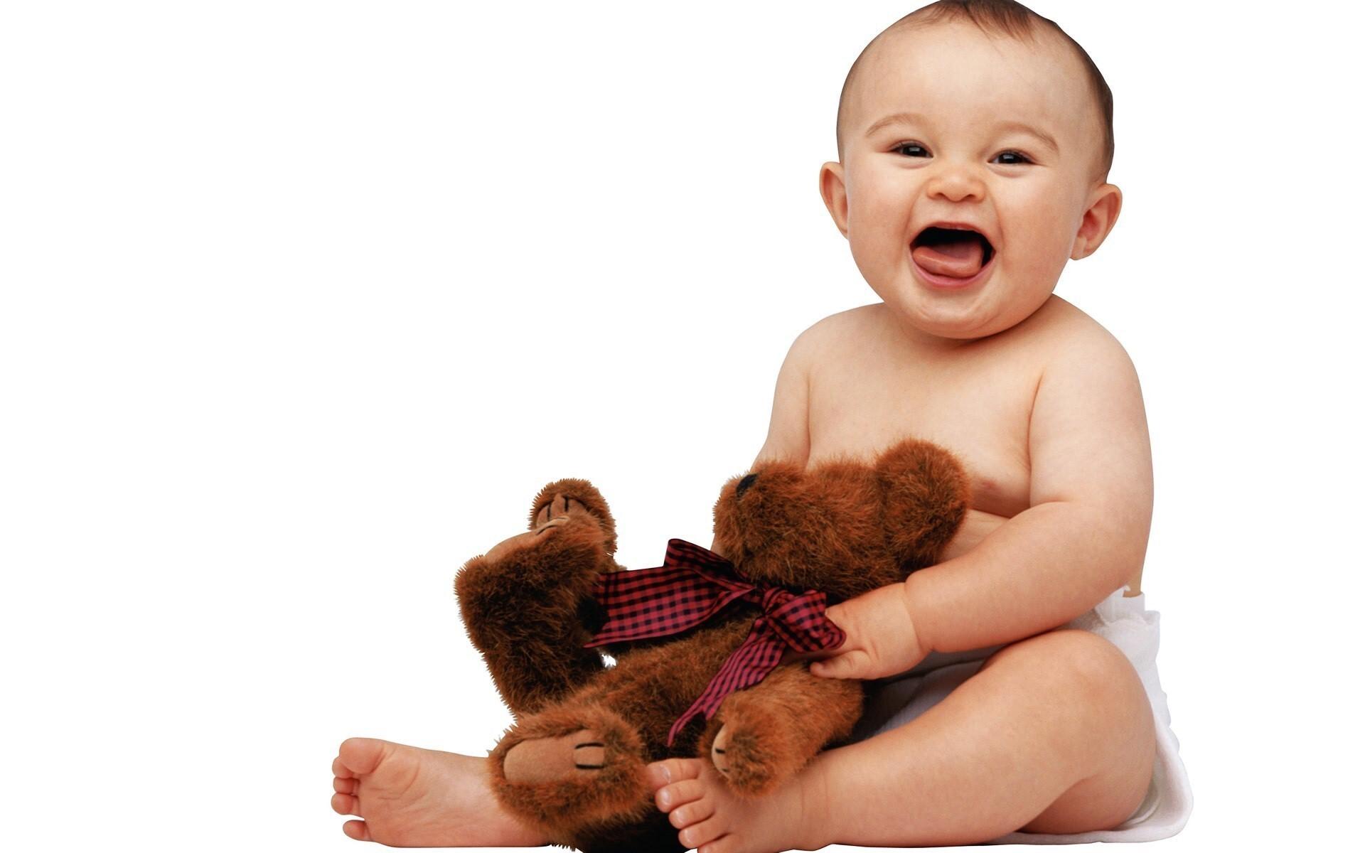 1920x1200 Cute Baby with Teddy and Smile