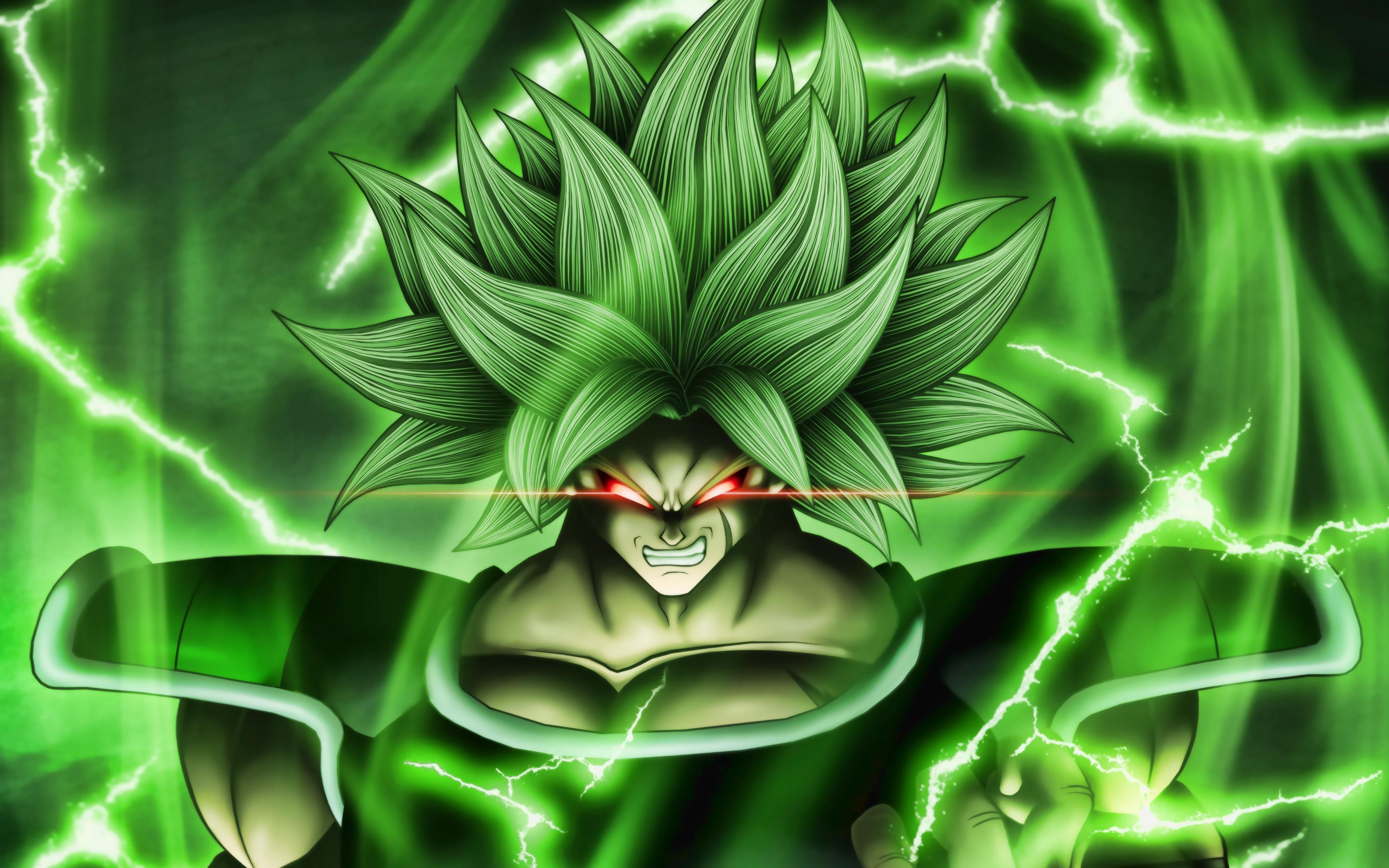 3840x2400 Download wallpaper 4k, Broly, green lightings, Dragon Ball, DBS, Dragon Ball Super, artwork, DBS characters, Broly 4k for desktop with resolution 3840x2400. High Quality HD picture wallpaper