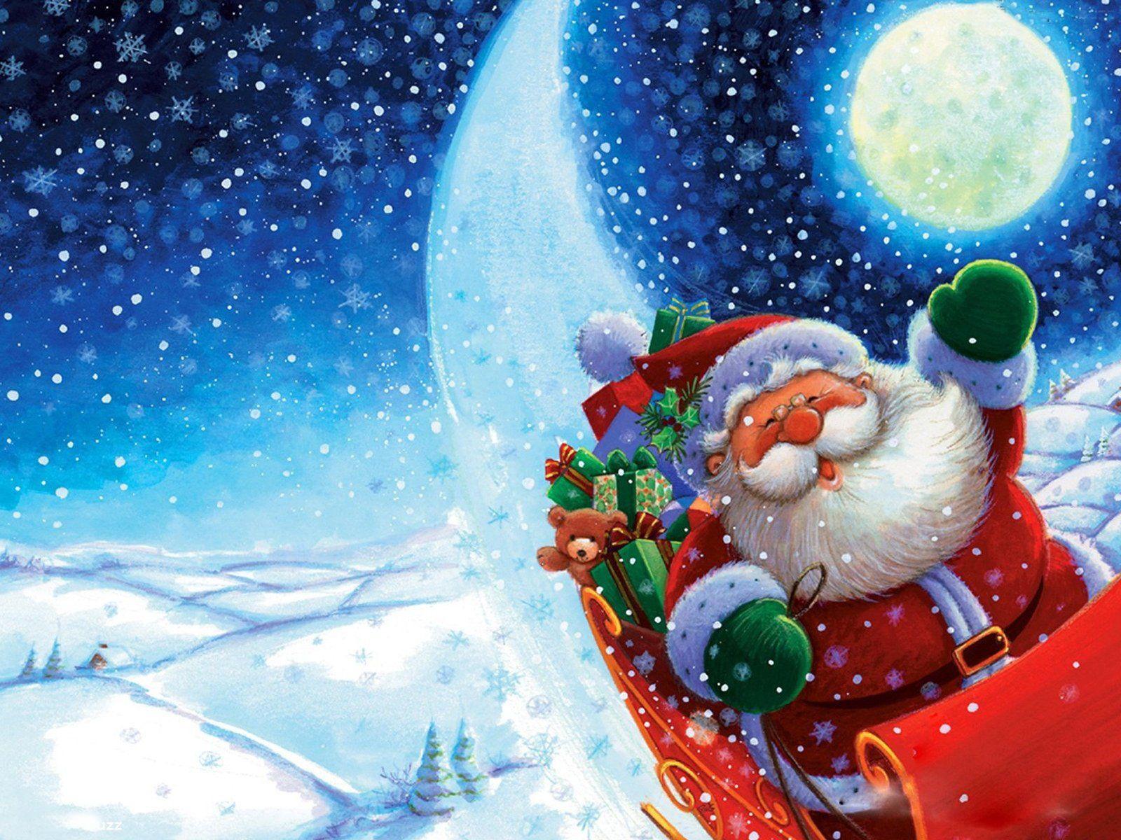 1600x1200 snowman and christmas wallpaper: Funny Santa Wallpaper
