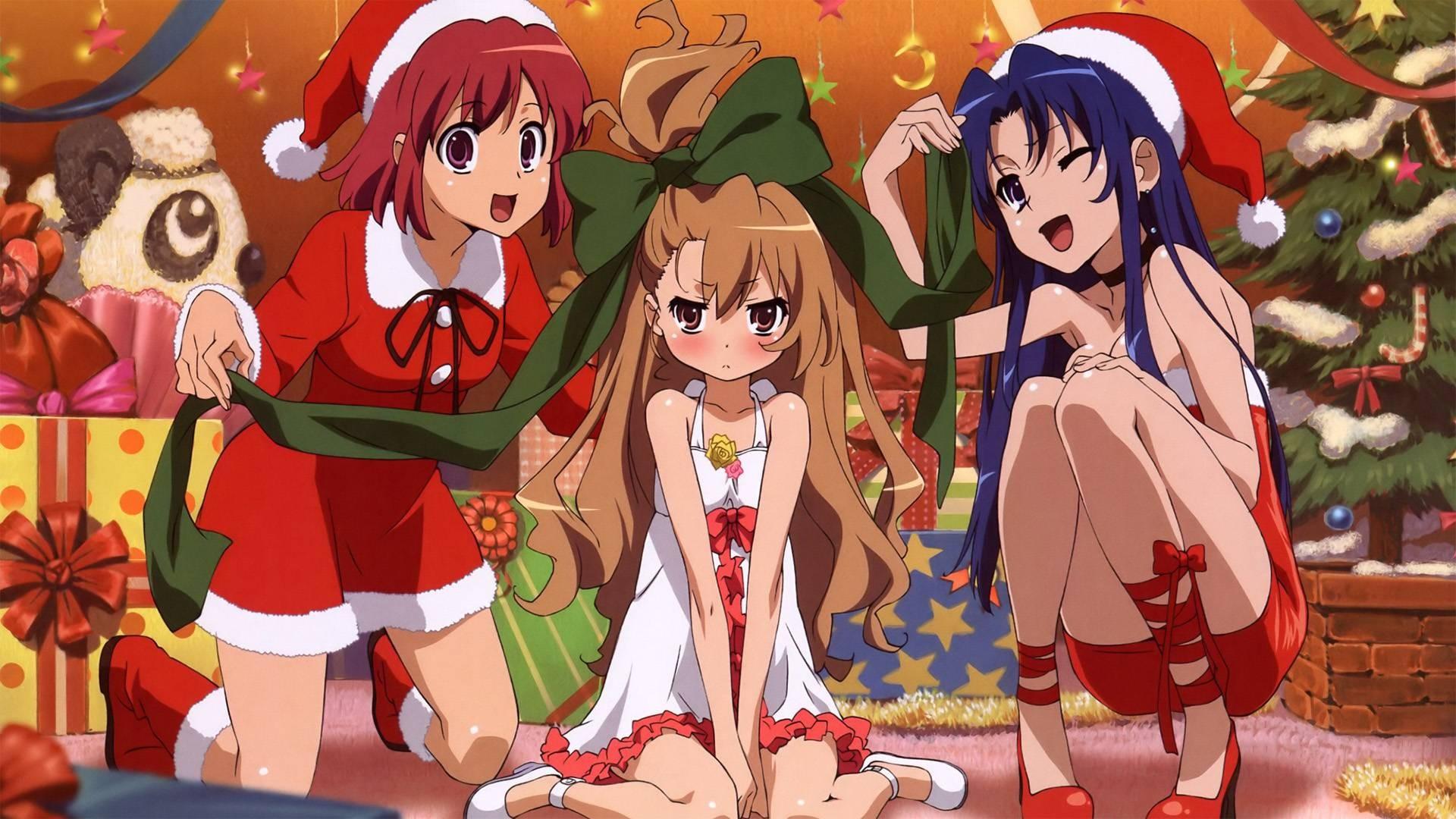 1920x1080 Toradora!, Aisaka Taiga, Kawashima Ami, Kushieda Minori, Christmas, Santa Costume Wallpaper HD / Desktop and Mobile Background