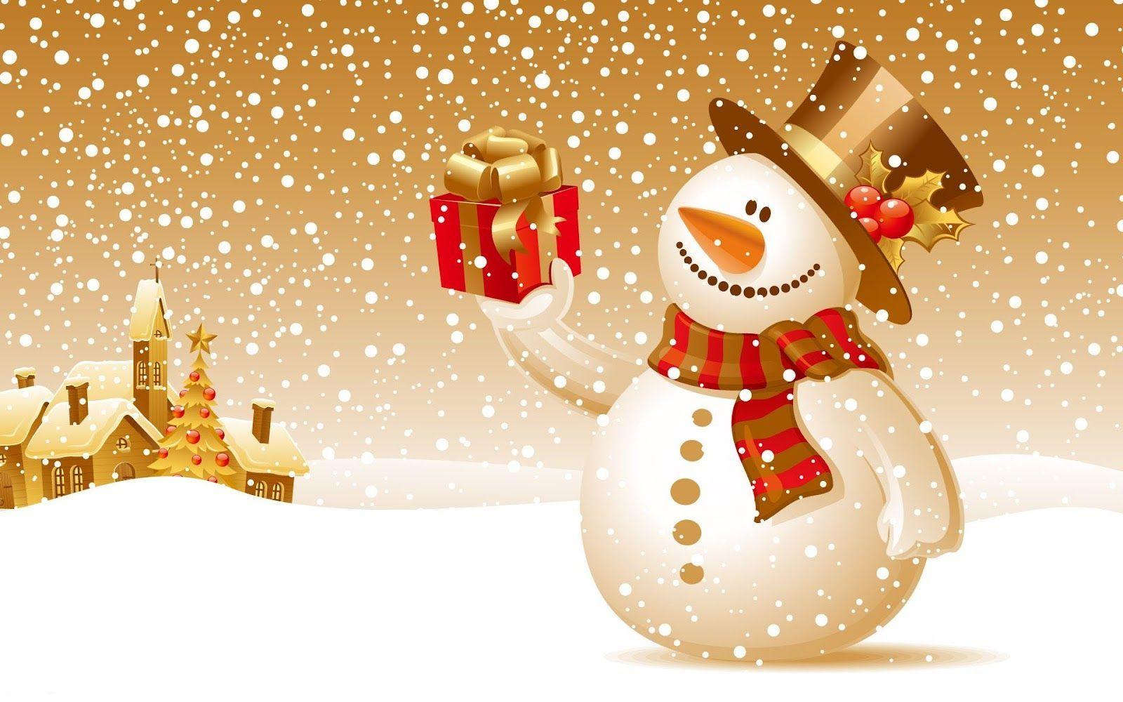 1600x1000 Snowman Christmas Desktop Wallpaper