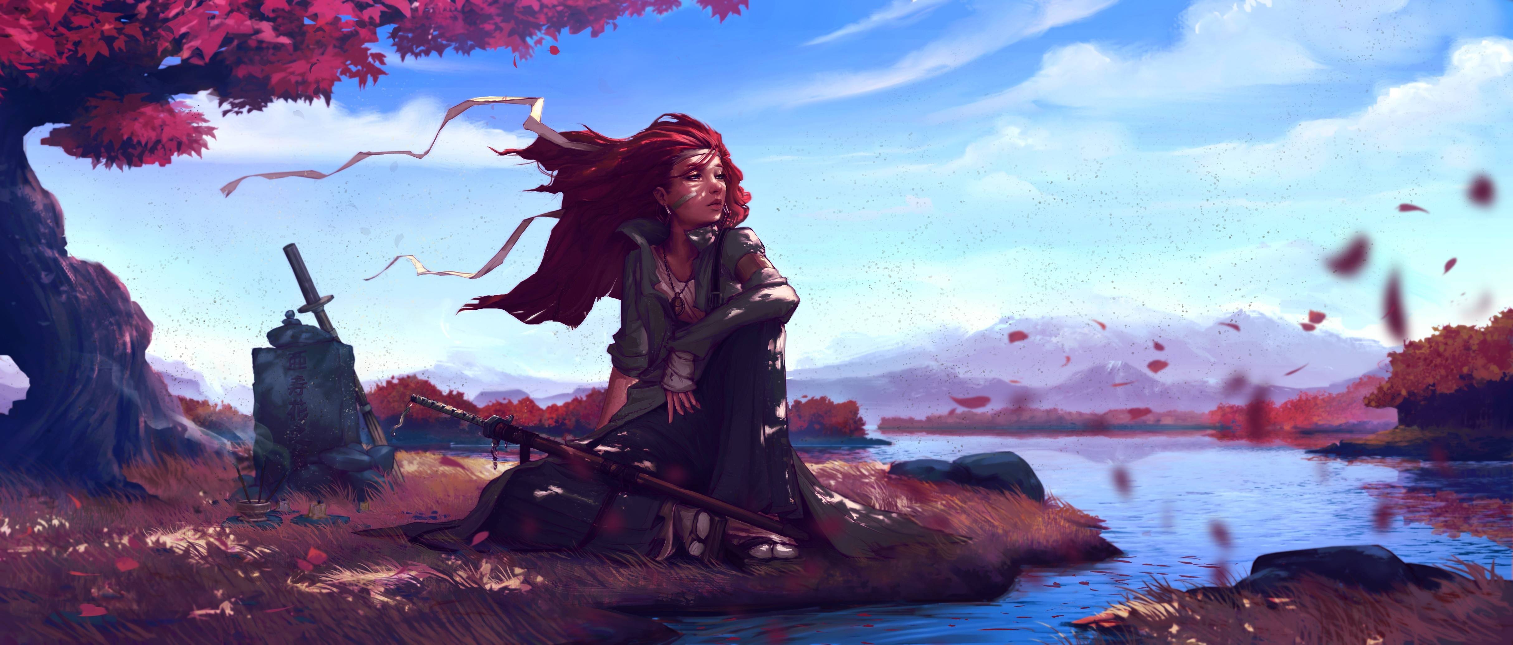 4856x2070 Redhead Anime Girl Wallpaper, HD Anime 4K Wallpaper, Image, Photo and Background
