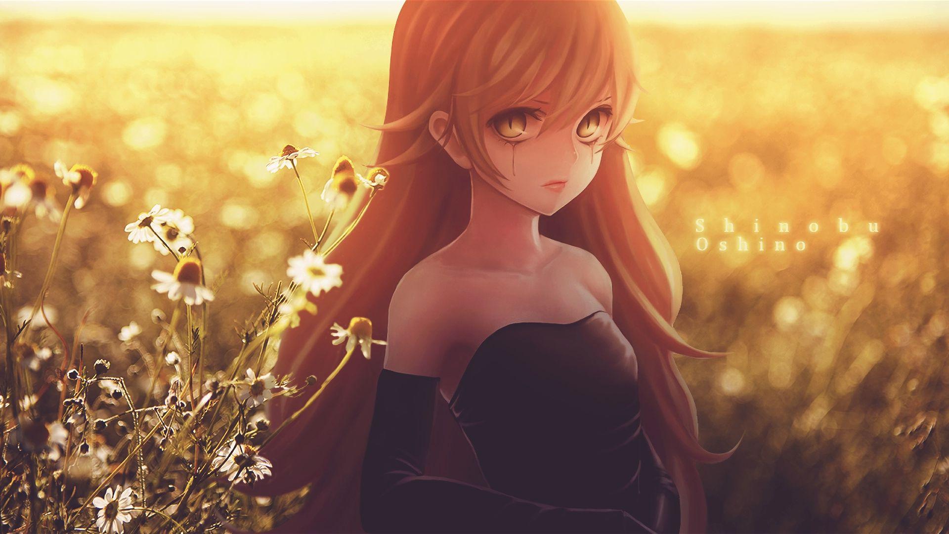1920x1080 Desktop Wallpaper Red Hair, Anime Girl, Shinobu Oshino, HD Image, Picture, Background, 3lzi6m