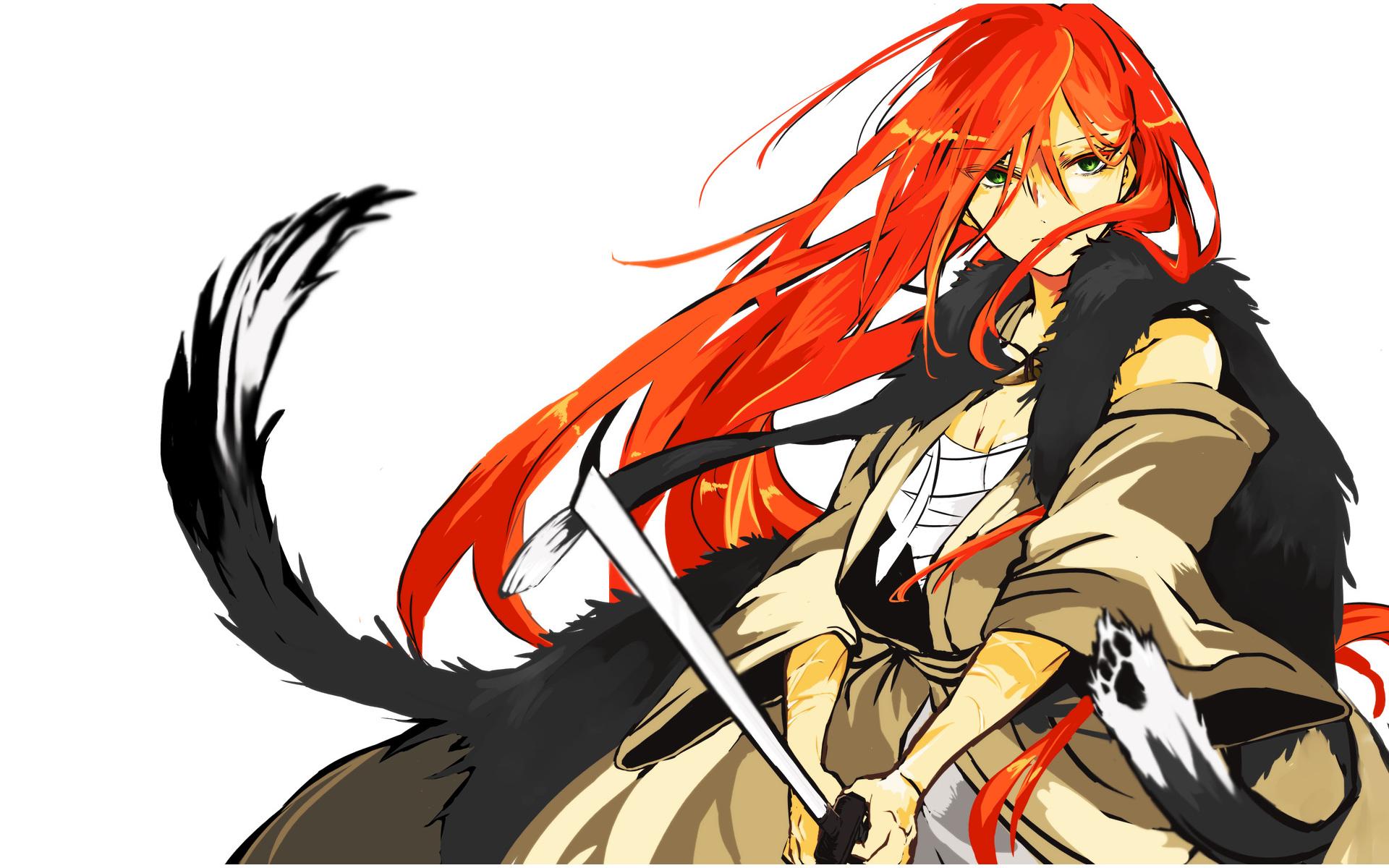 1920x1200 Anime Girl Katana Long Hair Red Hair Shut Hell Sword Wallpaper:1920x1200