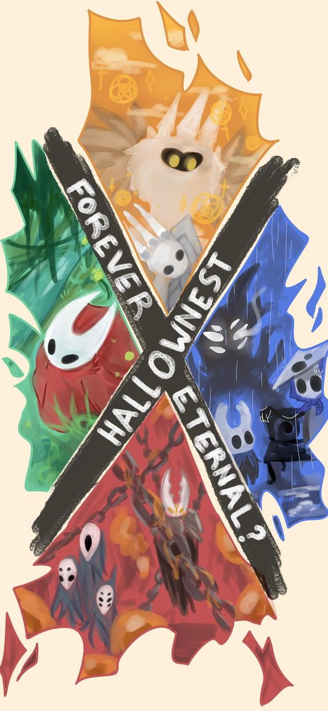 640x1385 OC I drew a hollow knight phone wallpaper of the main characters, feel free to use it :)