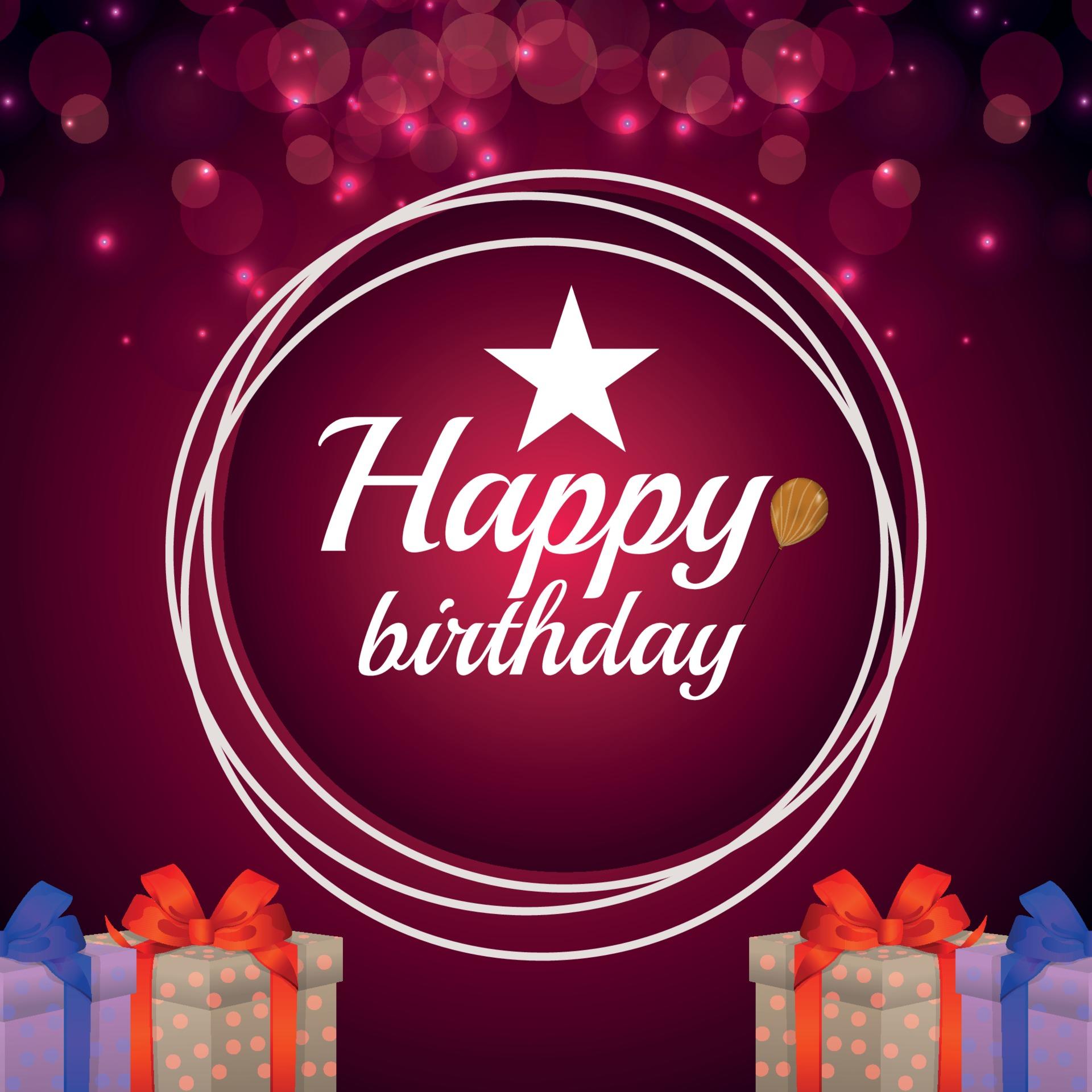1920x1920 Happy birthday invitation greeting card with gifts