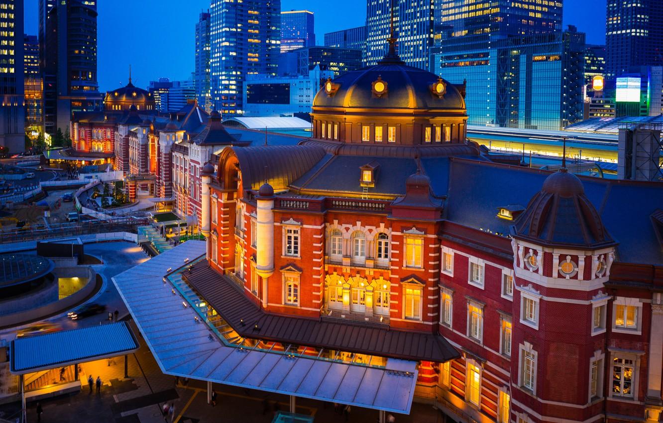 1332x850 Wallpaper building, Japan, Tokyo, Tokyo, Japan, night city, Marunouchi, Tokyo Station, Marunouchi image for desktop, section город