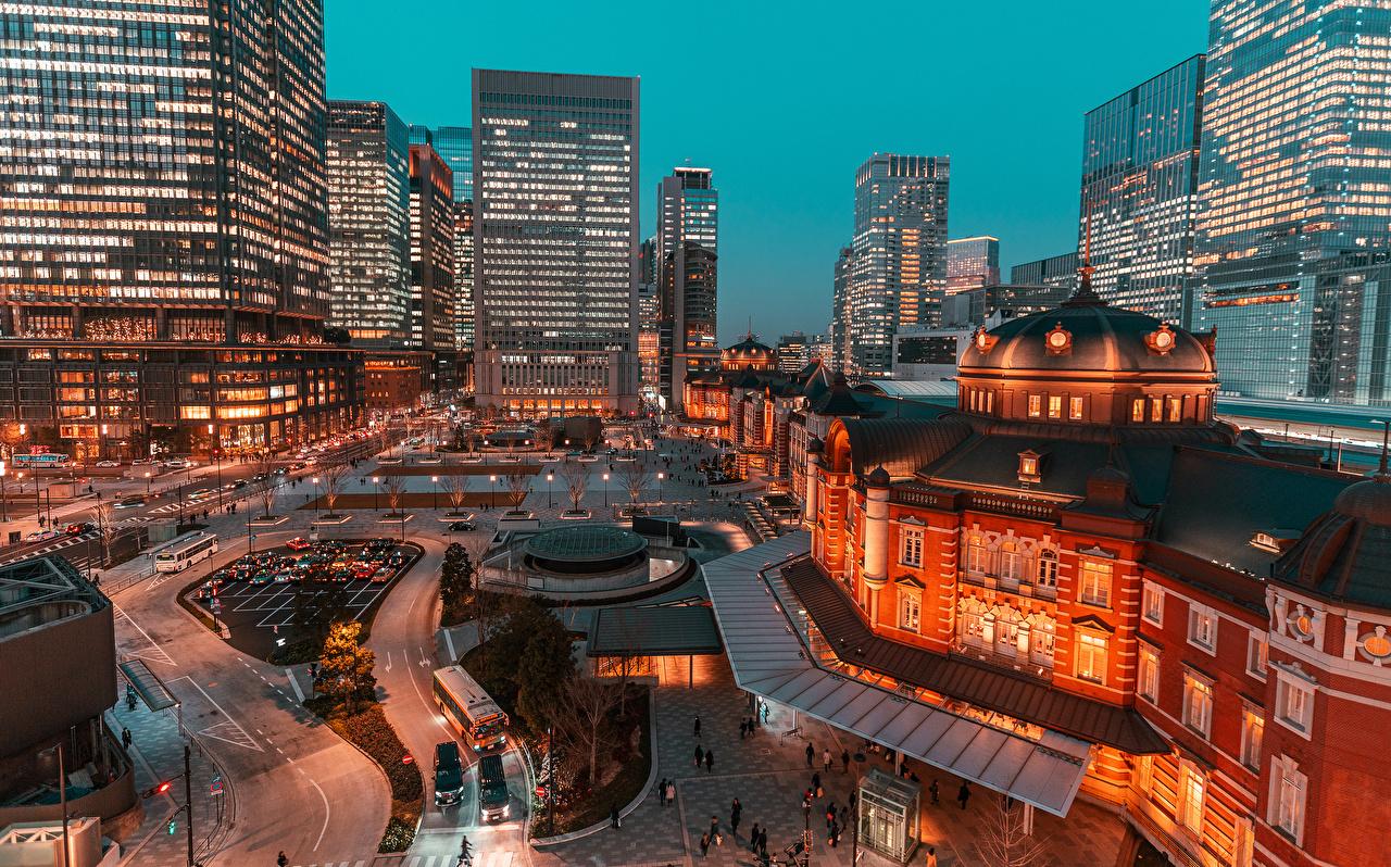 1280x798 Photos Tokyo Japan Street Evening Houses Cities