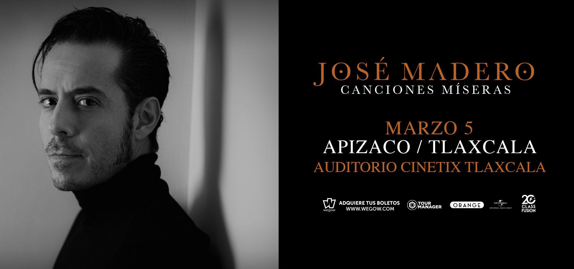 1885x885 José Madero concert tickets for Auditorio Cinetix, Apizaco Saturday, 5 March 2022. Wegow Great Britain