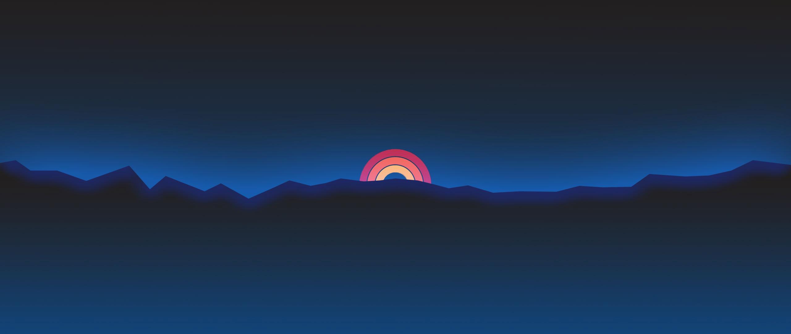 2560x1080 Wallpaper Minimalism, Ultra Wide, Sunset, Retro Style • Wallpaper For You