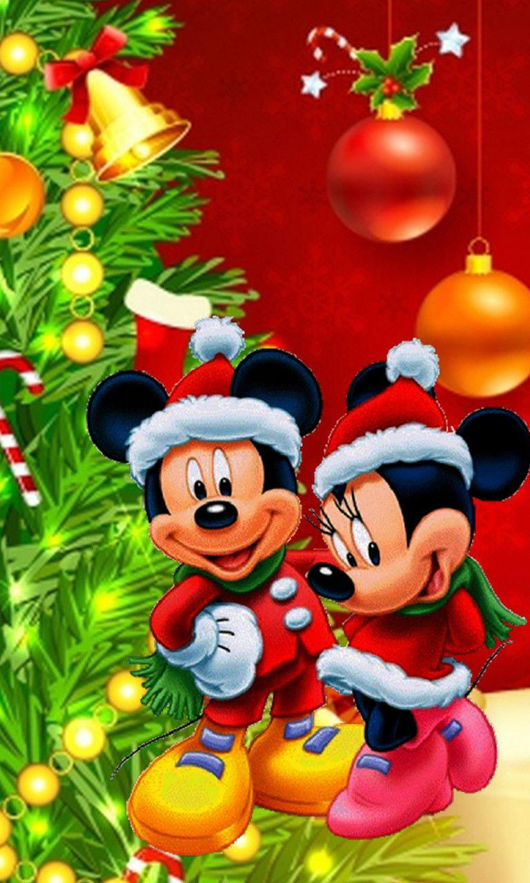 Hình nền điện thoại Giáng sinh chuột Mickey 768x1280 - Mickey và Minnie miễn phí
