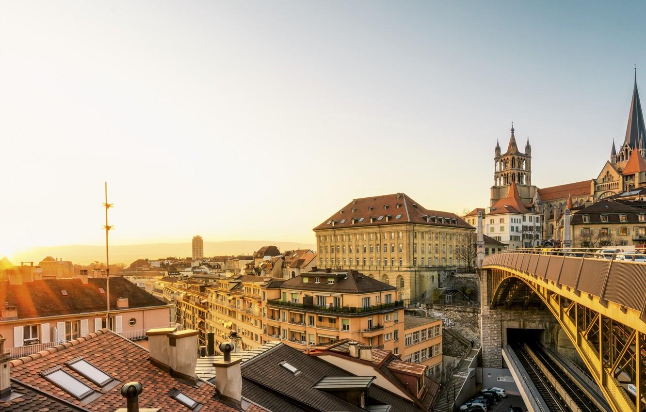 1332x850 Wallpaper the sun, home, Switzerland, Cathedral, Lausanne image for desktop, section город