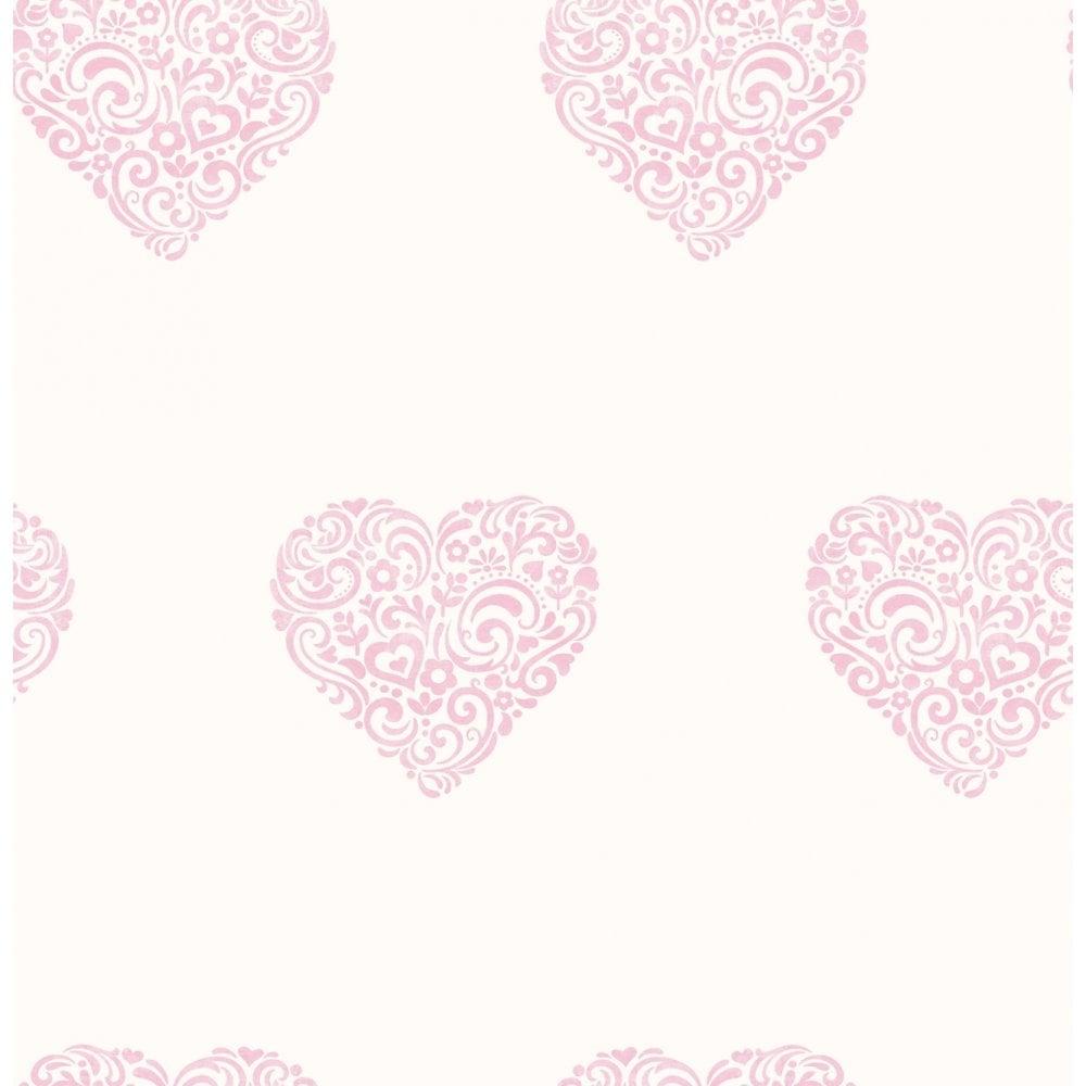 1000x1000 Decorline Carousel Pearlescent Hearts Wallpaper Pink White from I Love Wallpaper UK