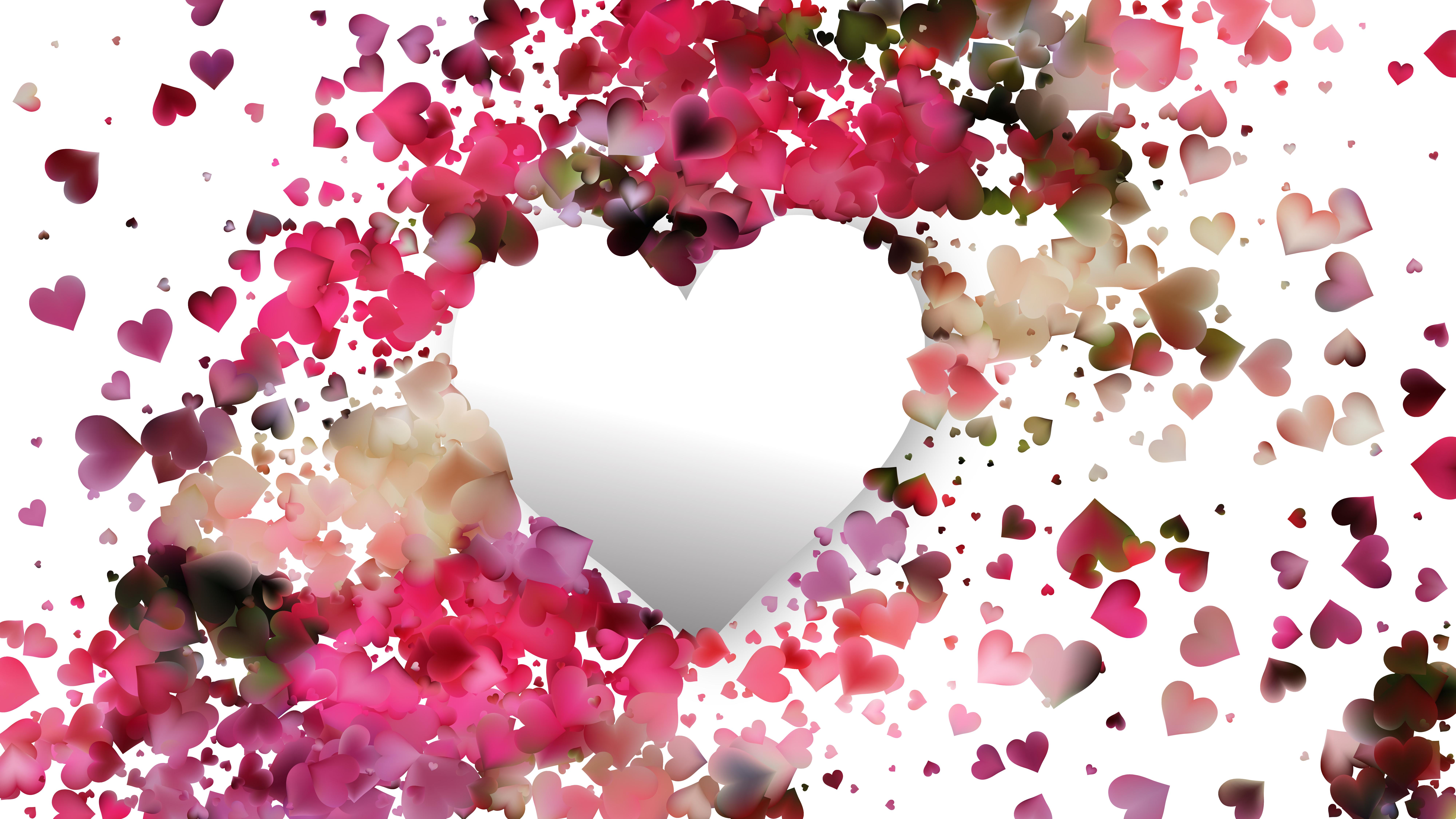 8000x4500 Free Pink and White Heart Wallpaper Background Illustration