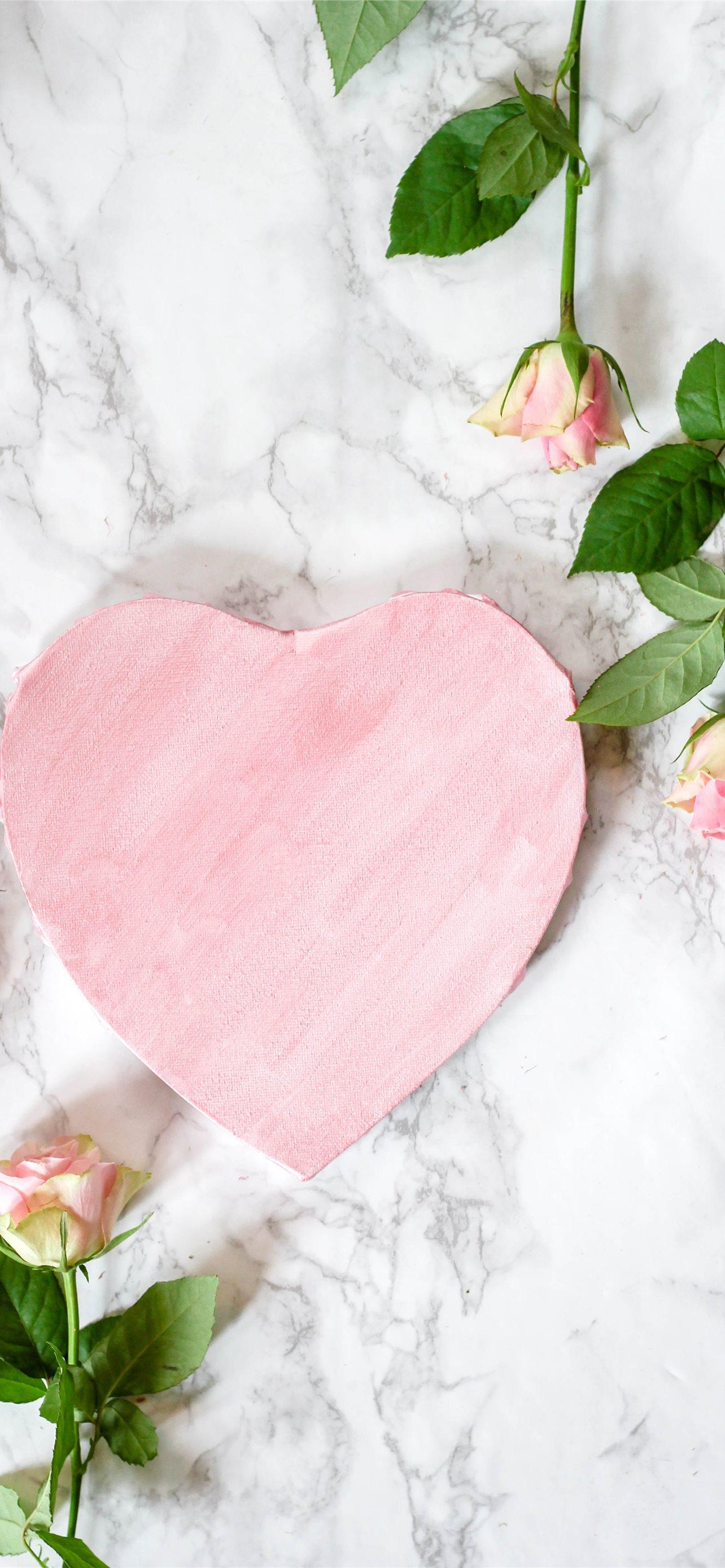 1284x2778 pink heart shaped textile on white floral textile iPhone Wallpaper Free Download