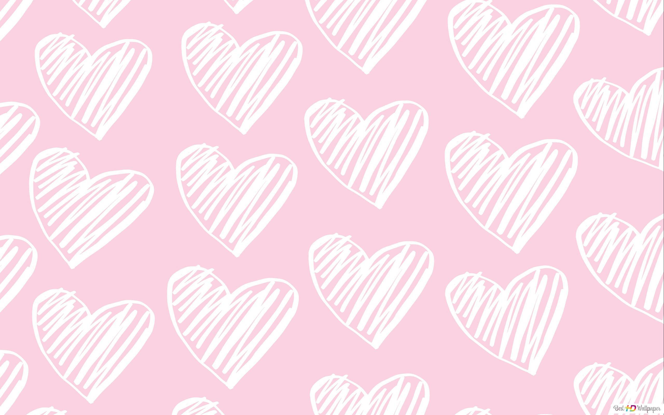2560x1600 white hearts with pink background HD wallpaper download