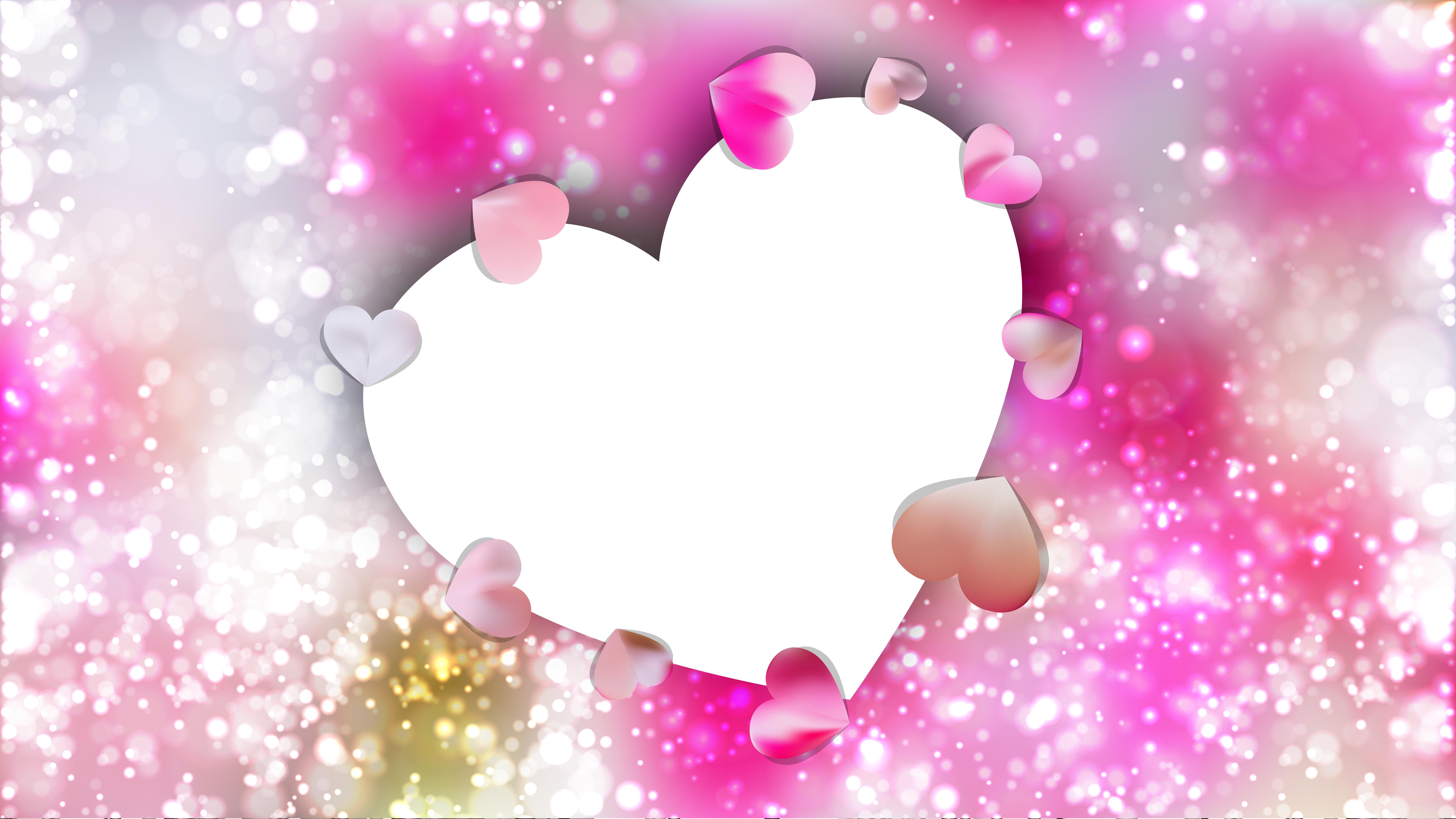 8000x4500 Free Pink and White Heart Wallpaper Background Vector Image