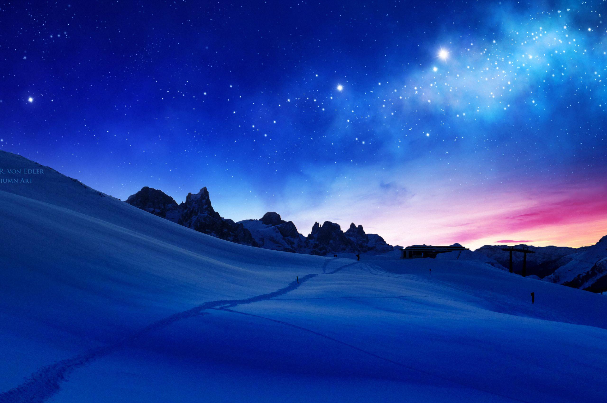 Starry Landscape 4k Cool Blue Moon Wallpaper HD Artist 4K Wallpapers  Images Photos and Background  Wallpapers Den