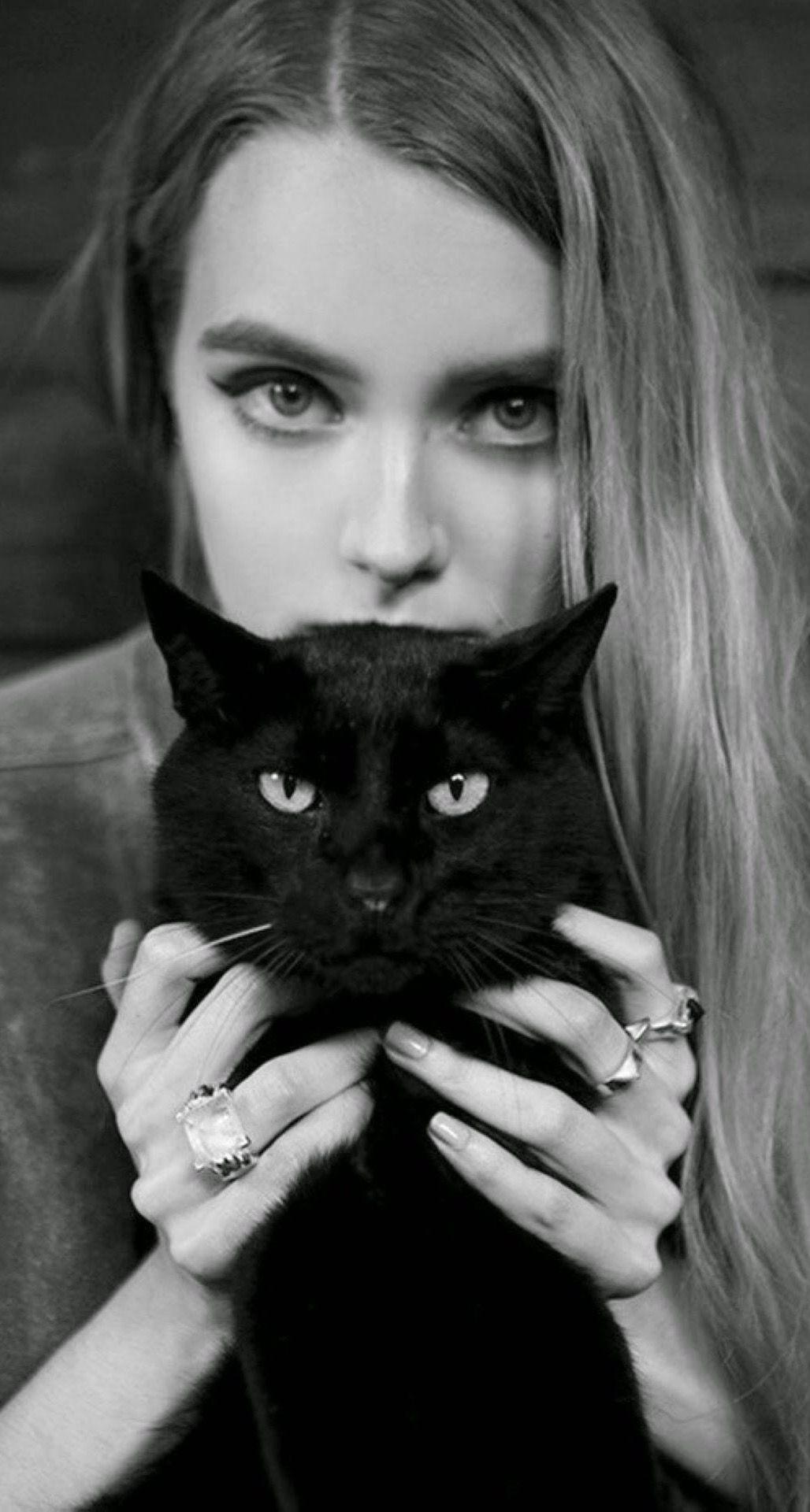 1028x1920 iPhone BGs Blonde Girl With Black Cat IPhone 6 Plus HD Wallpaper