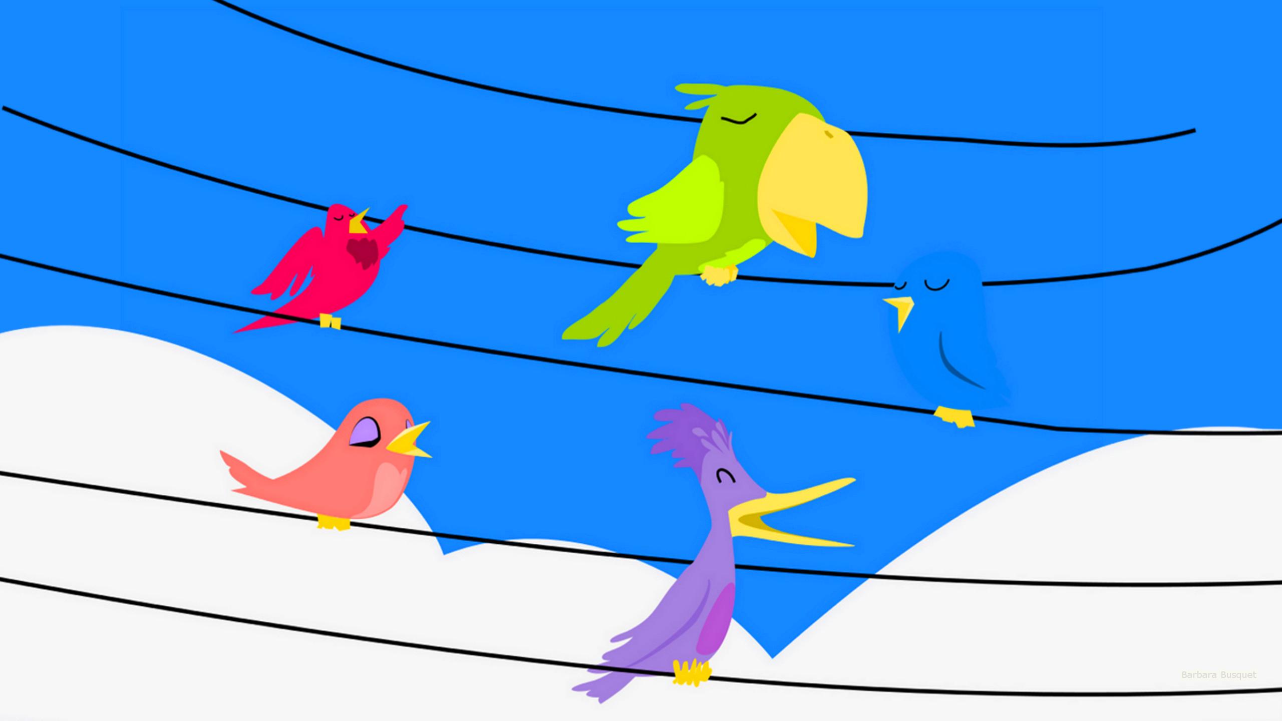 2560x1440 Birds on electric wires's HD Wallpaper