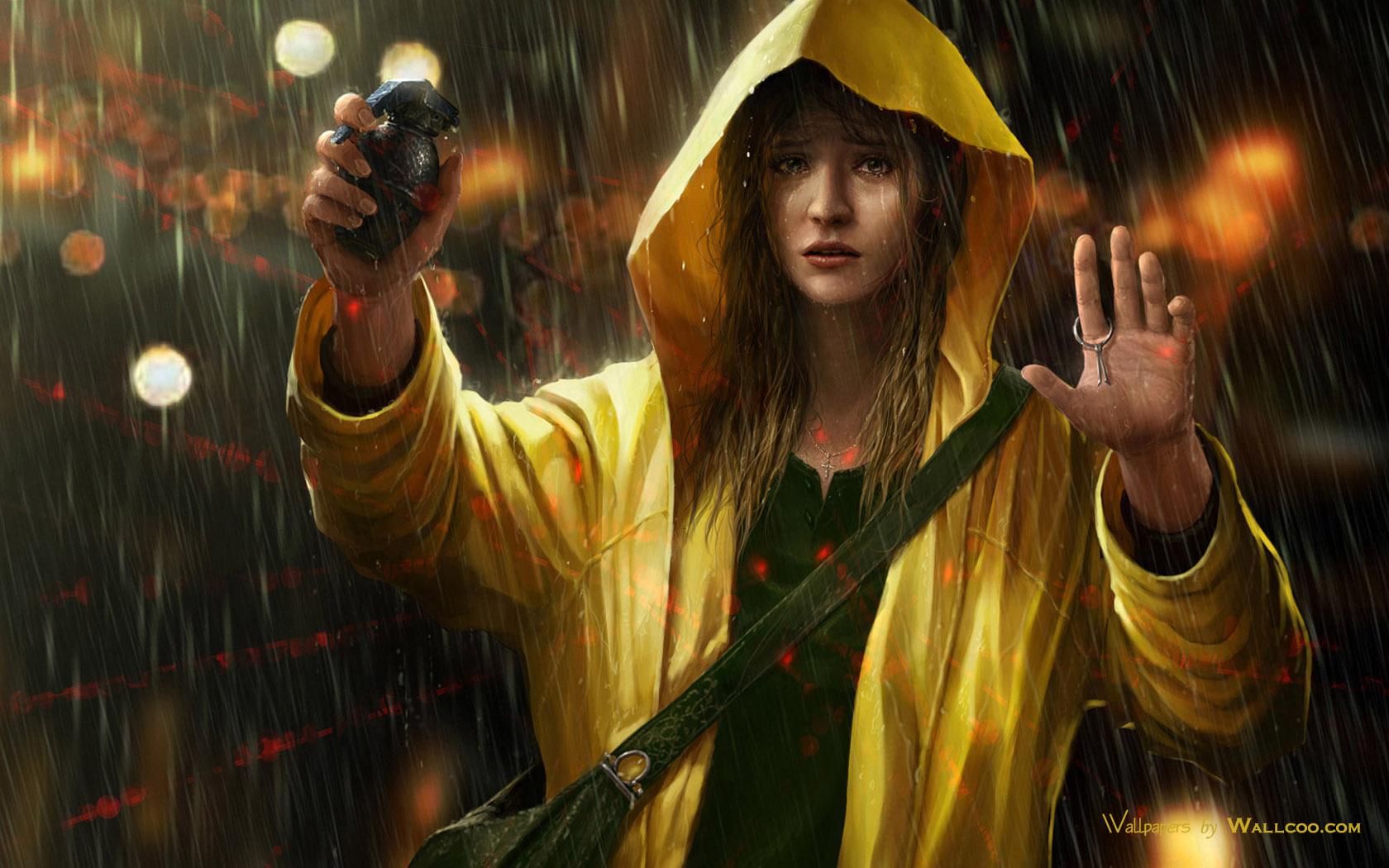 1680x1050 Digital Art HD Wallpaper In Yellow Rain Jacket