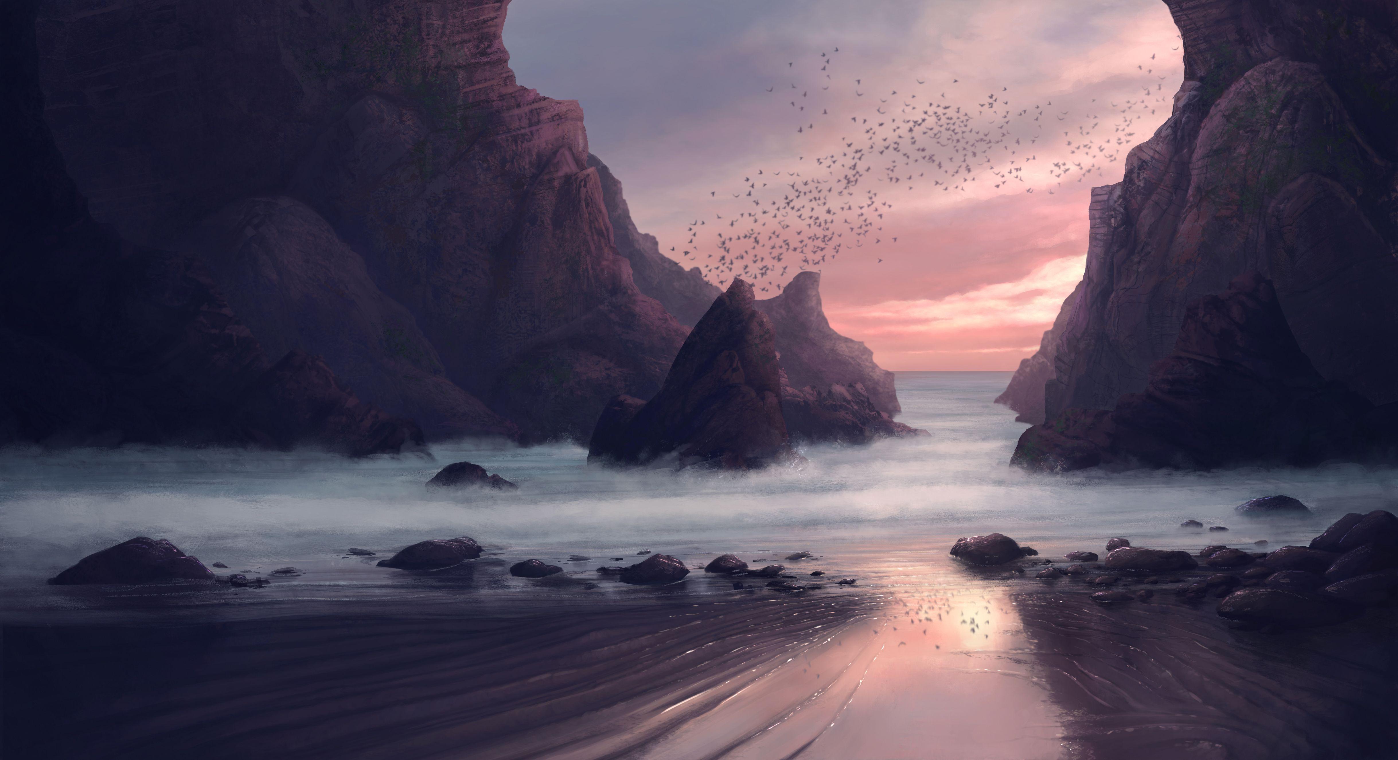 4875x2650 Beach Minimalist Digital Art 5K Wallpaper Wallpaper Popular Beach Minimalist Digital Art 5K Wallpaper Background