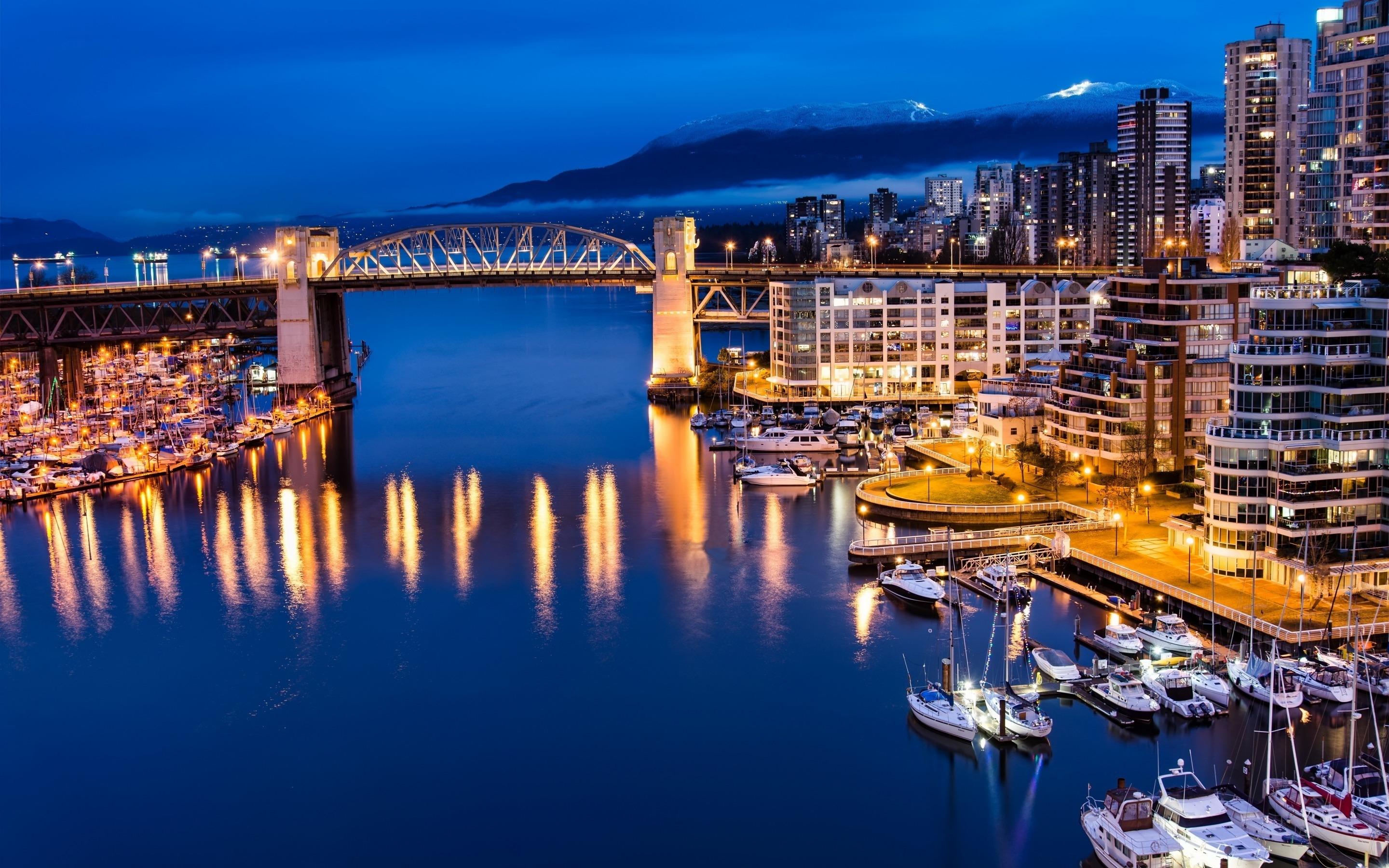 2880x1800 Vancouver Canada Night View HD Wallpaper
