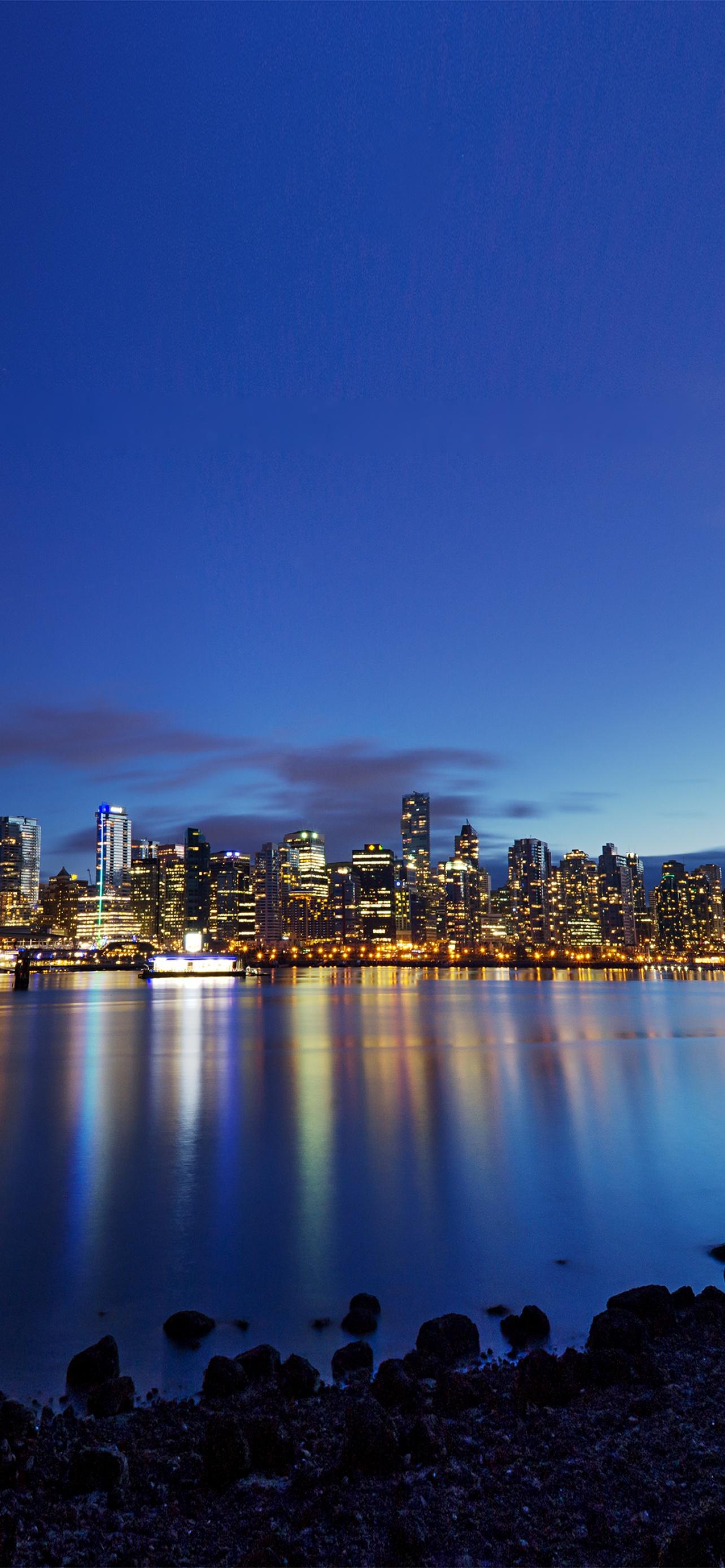 1284x2778 Vancouver City Wallpaper 4K, British Columbia, Dusk, Cityscape, City lights, Nature