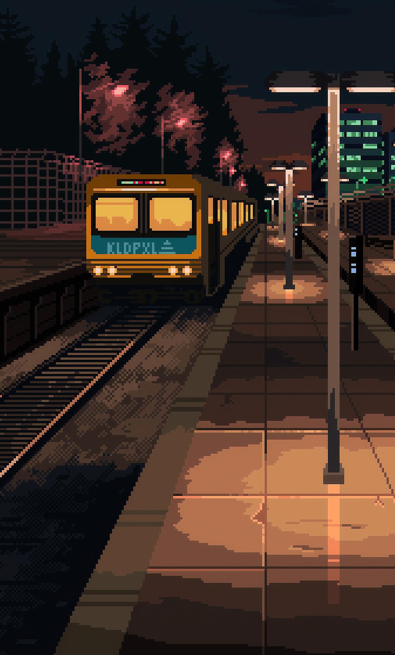 1280x2120 Train Station 8 Bit iPhone HD 4k Wallpaper, Image, Background, Photo and Picture