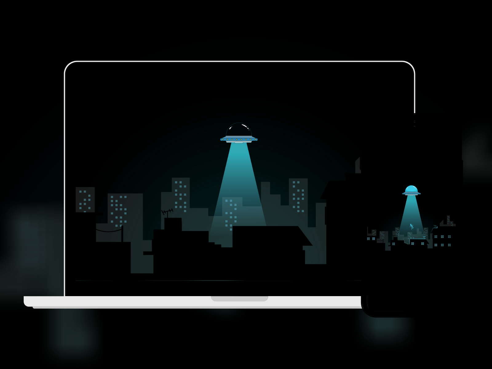 1600x1200 MINIMALIST WALLPAPER 4K UFO ABDUCTION
