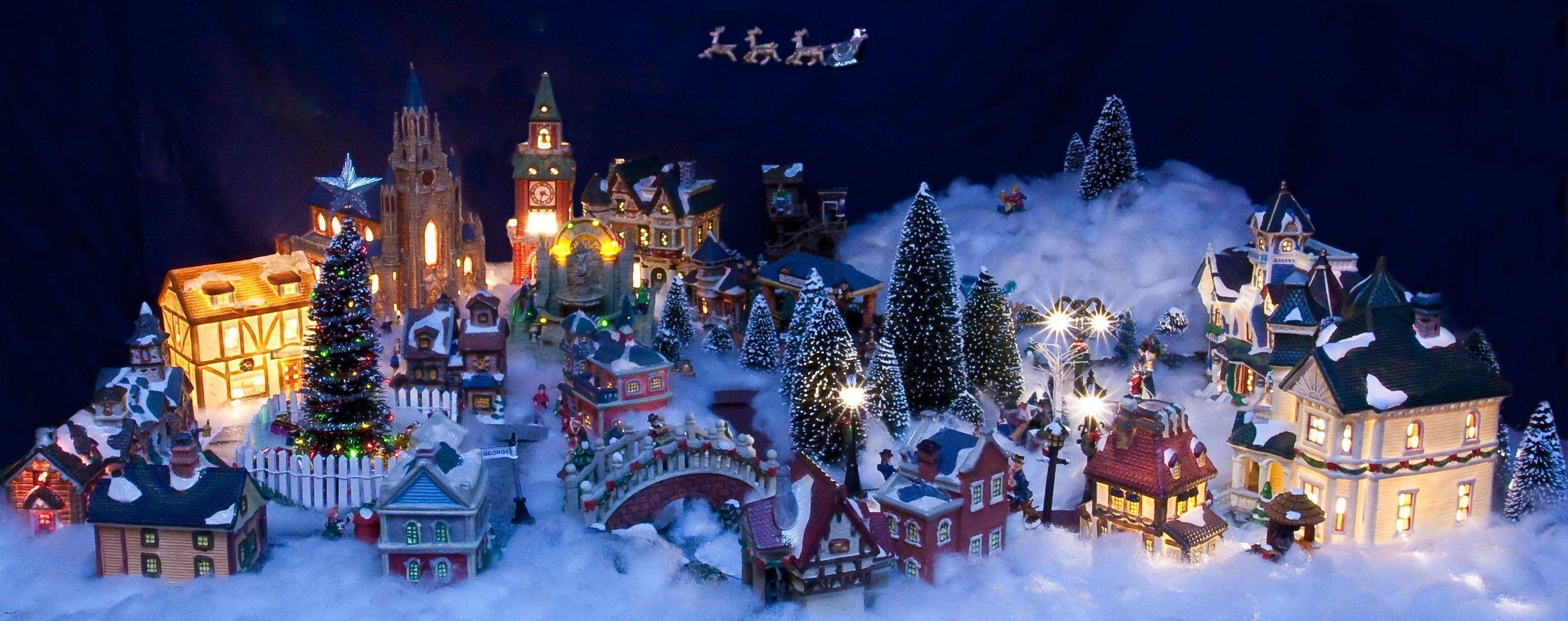 3012x1194 Christmas Village Background
