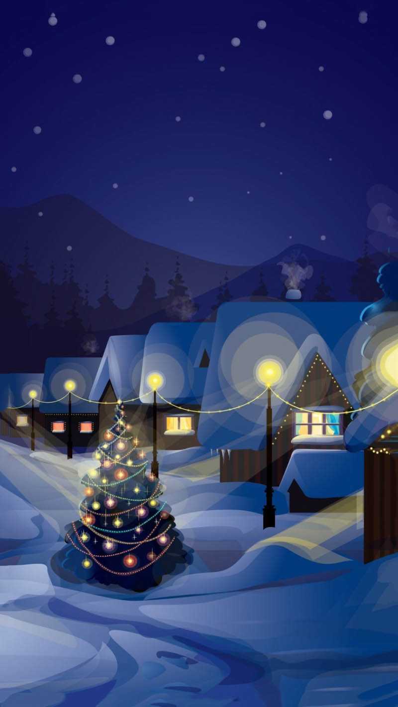 800x1422 Christmas Scene Wallpaper