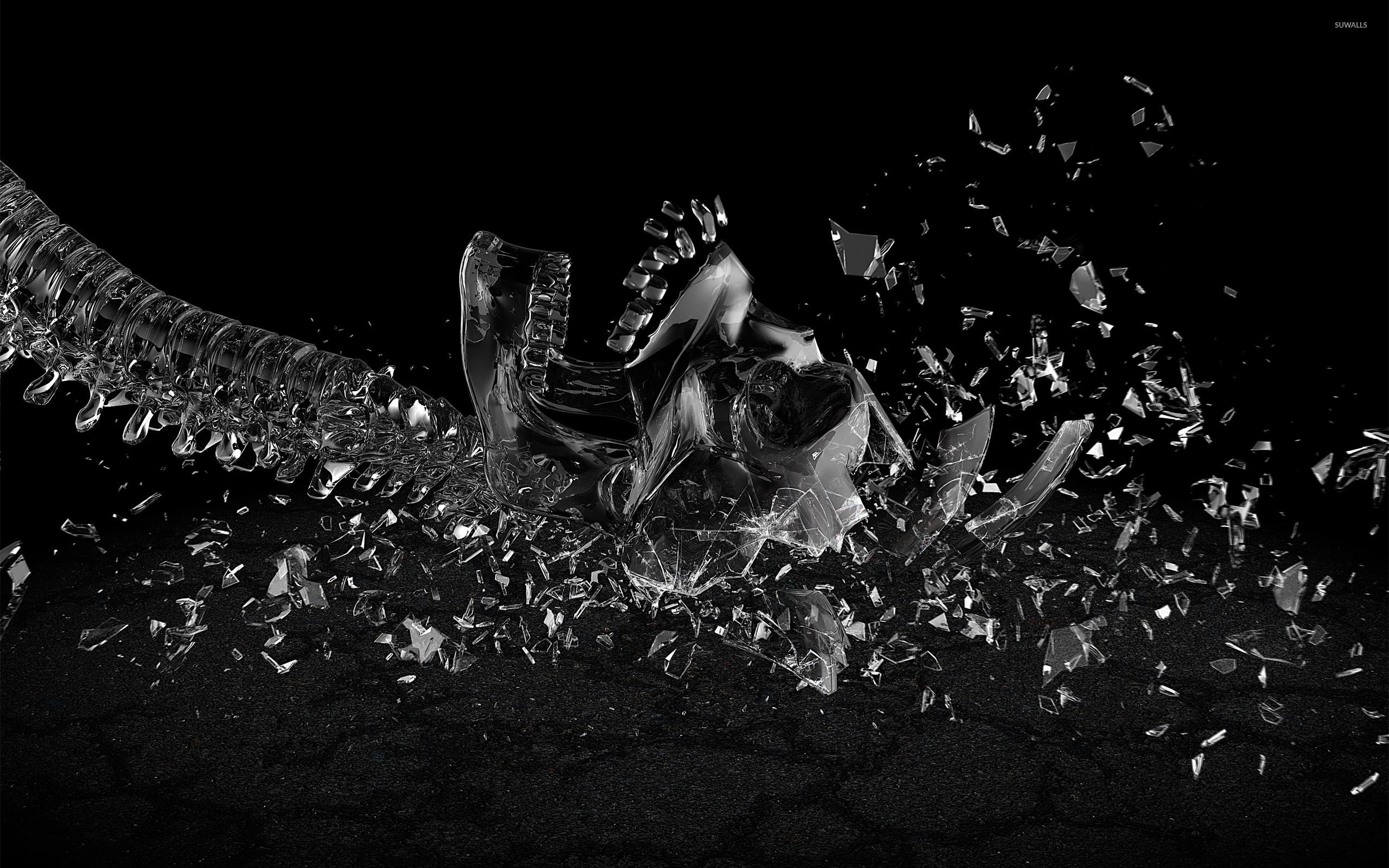 2560x1600 Broken glass skull wallpaper wallpaper