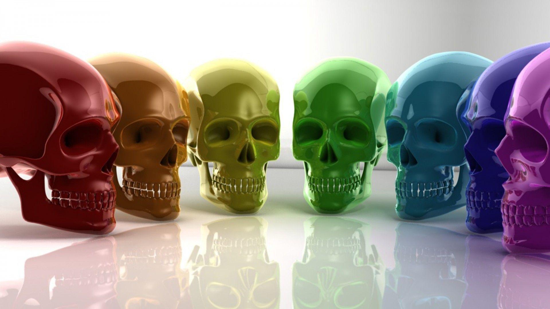 1920x1080 Multicolor Skulls. Skull wallpaper, Crystal skull, HD wallpaper