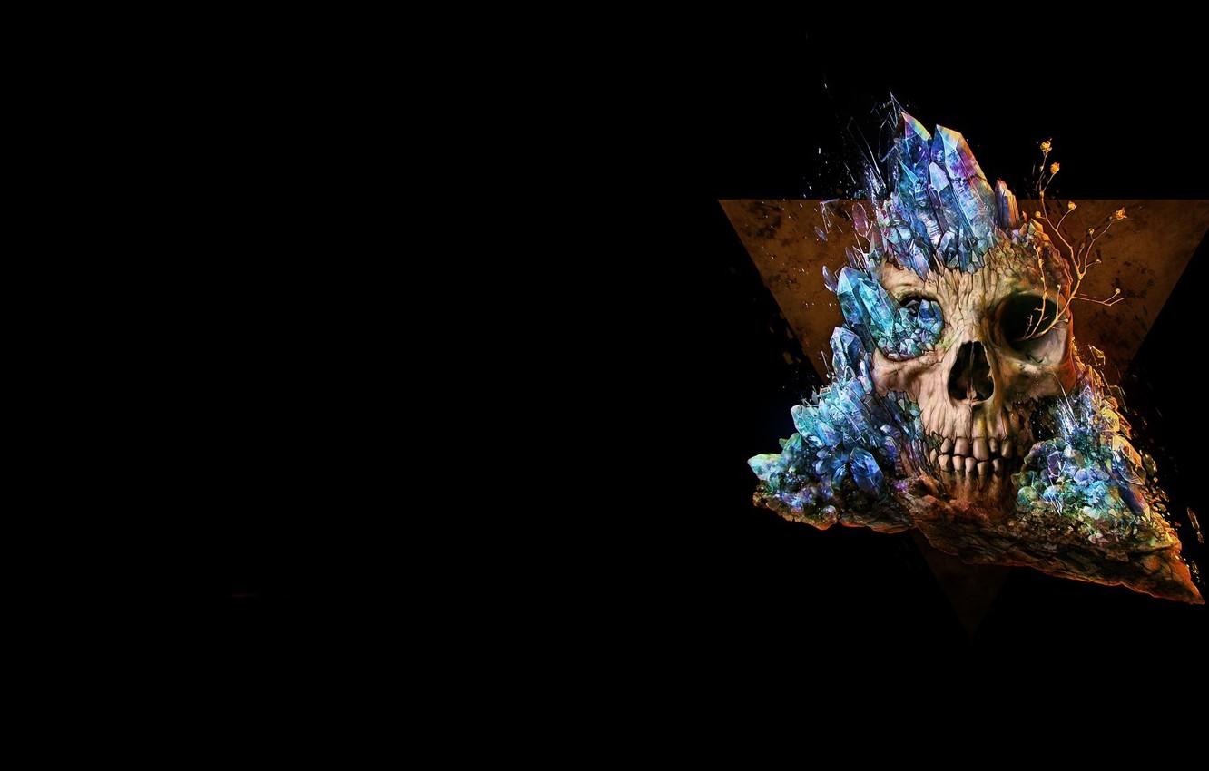 1332x850 Wallpaper crystal, skull, minimalism, art image for desktop, section минимализм