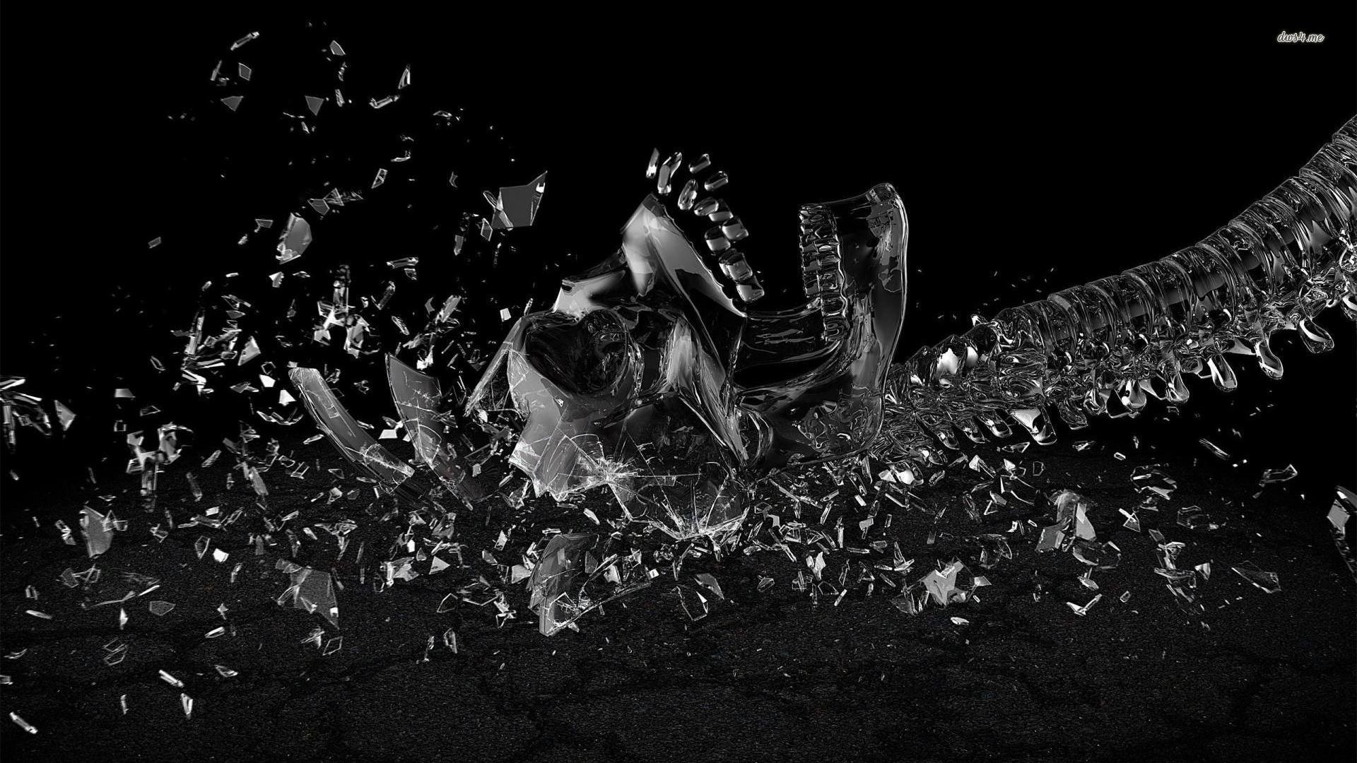 1920x1080 Shattered glass skull wallpaper Art wallpaper