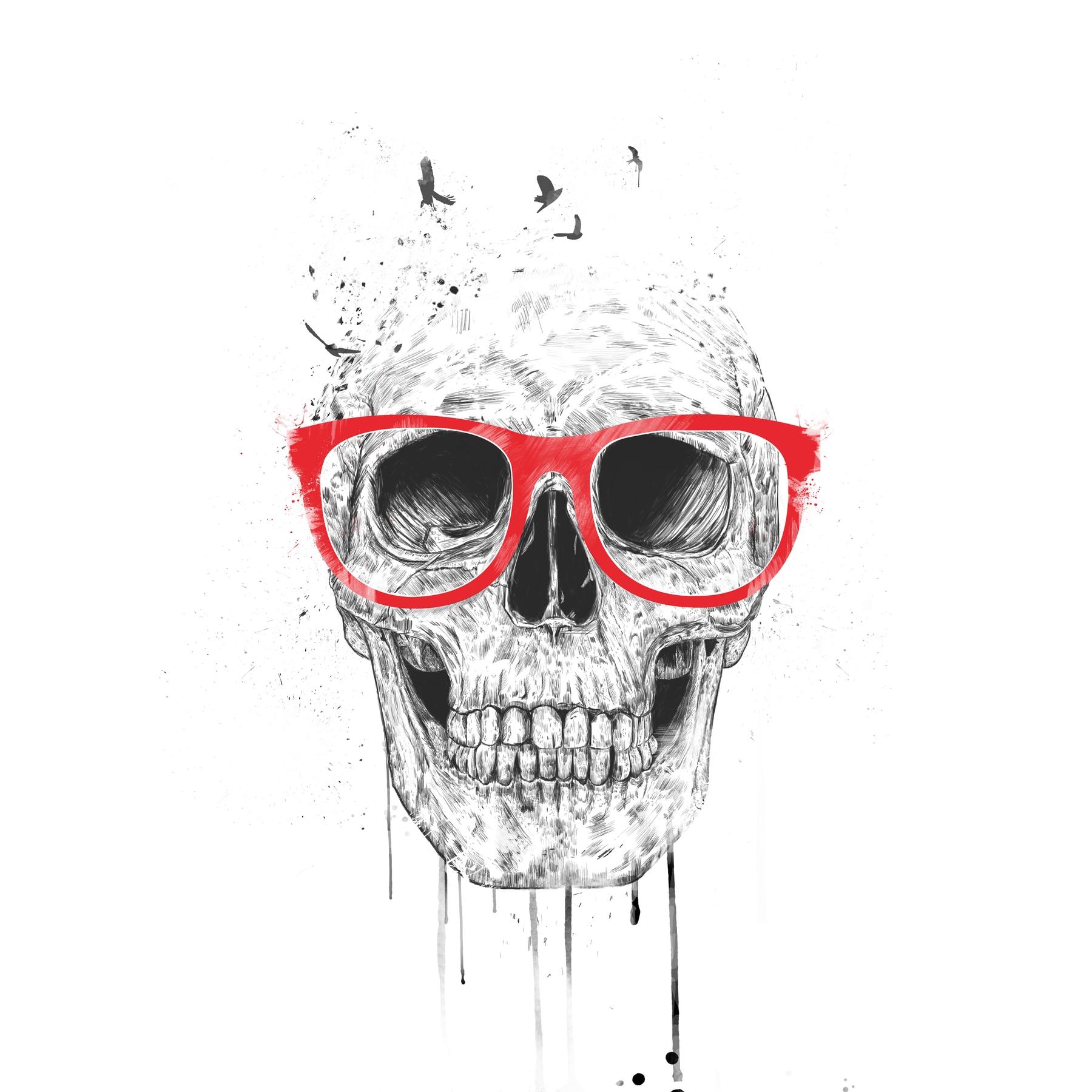 1800x1800 Buy Skull with red glasses wallpaper