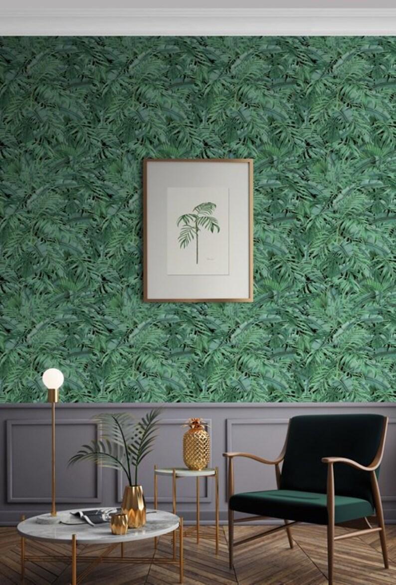 794x1172 Unique Illustrated Wallpaper. Tropical Greenery Removable Wall