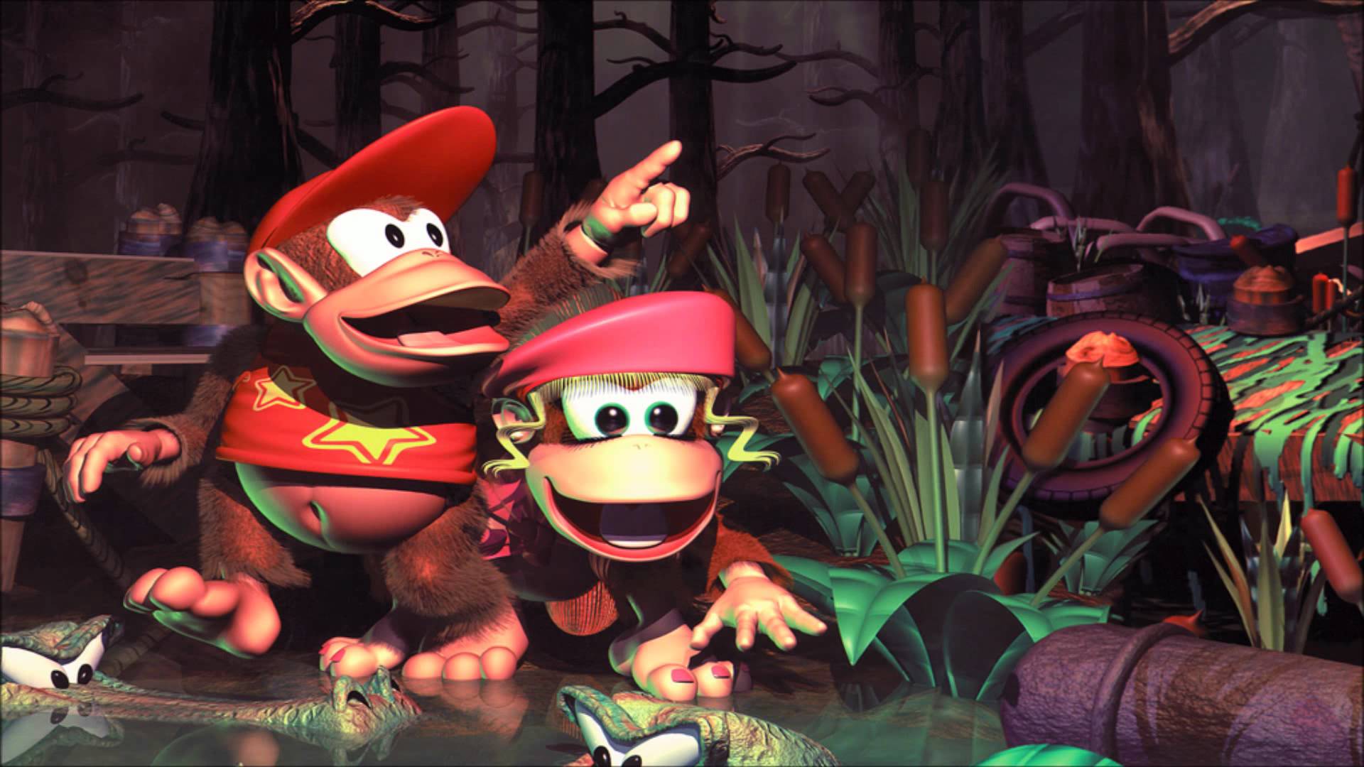 1920x1080 Donkey Kong image Diddy and Dixie in the swamp HD wallpaper